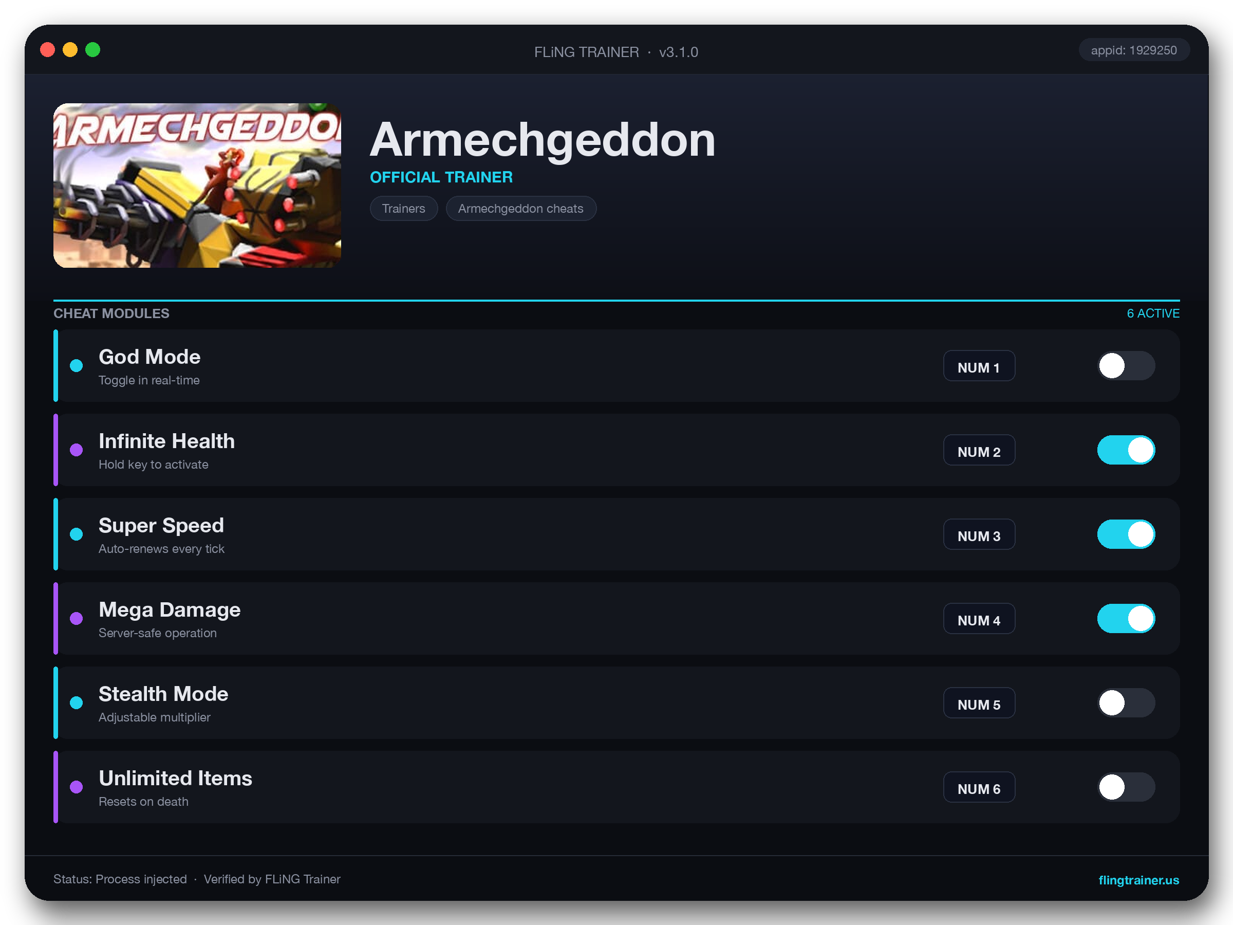 Armechgeddon Trainer interface