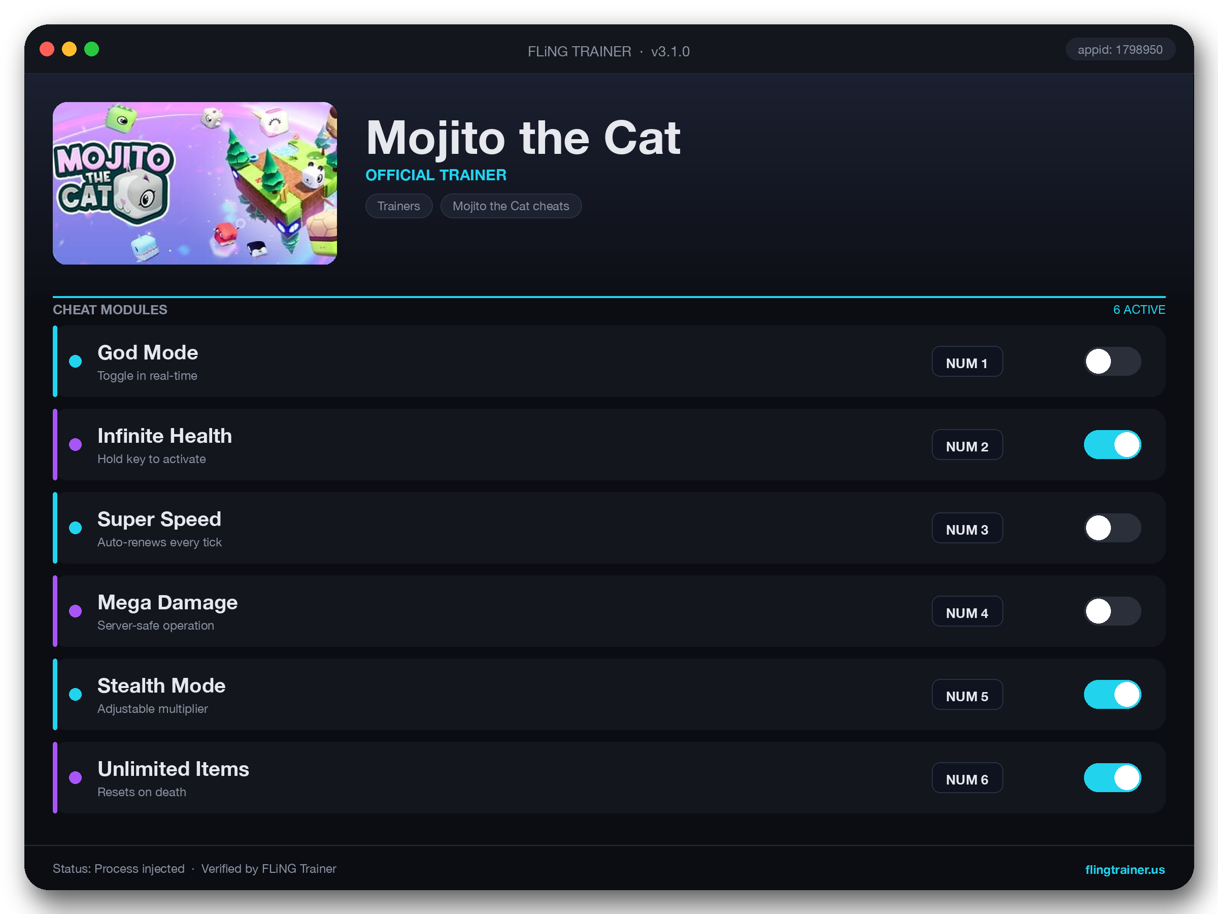 Mojito the Cat Trainer interface