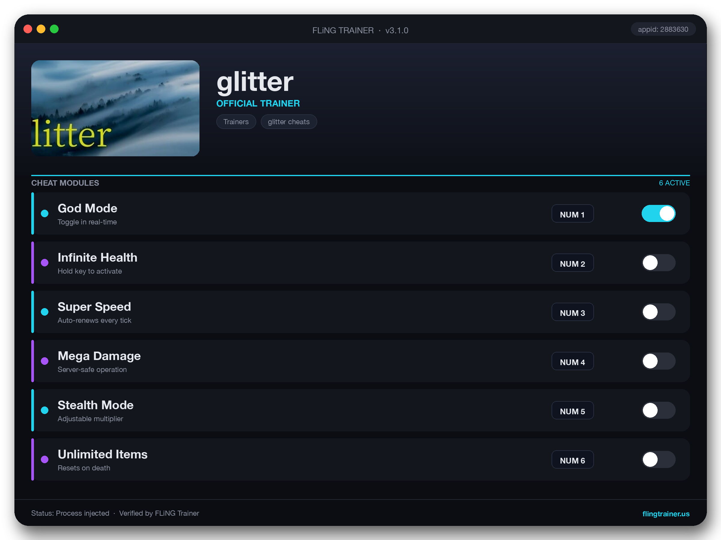 glitter Trainer interface