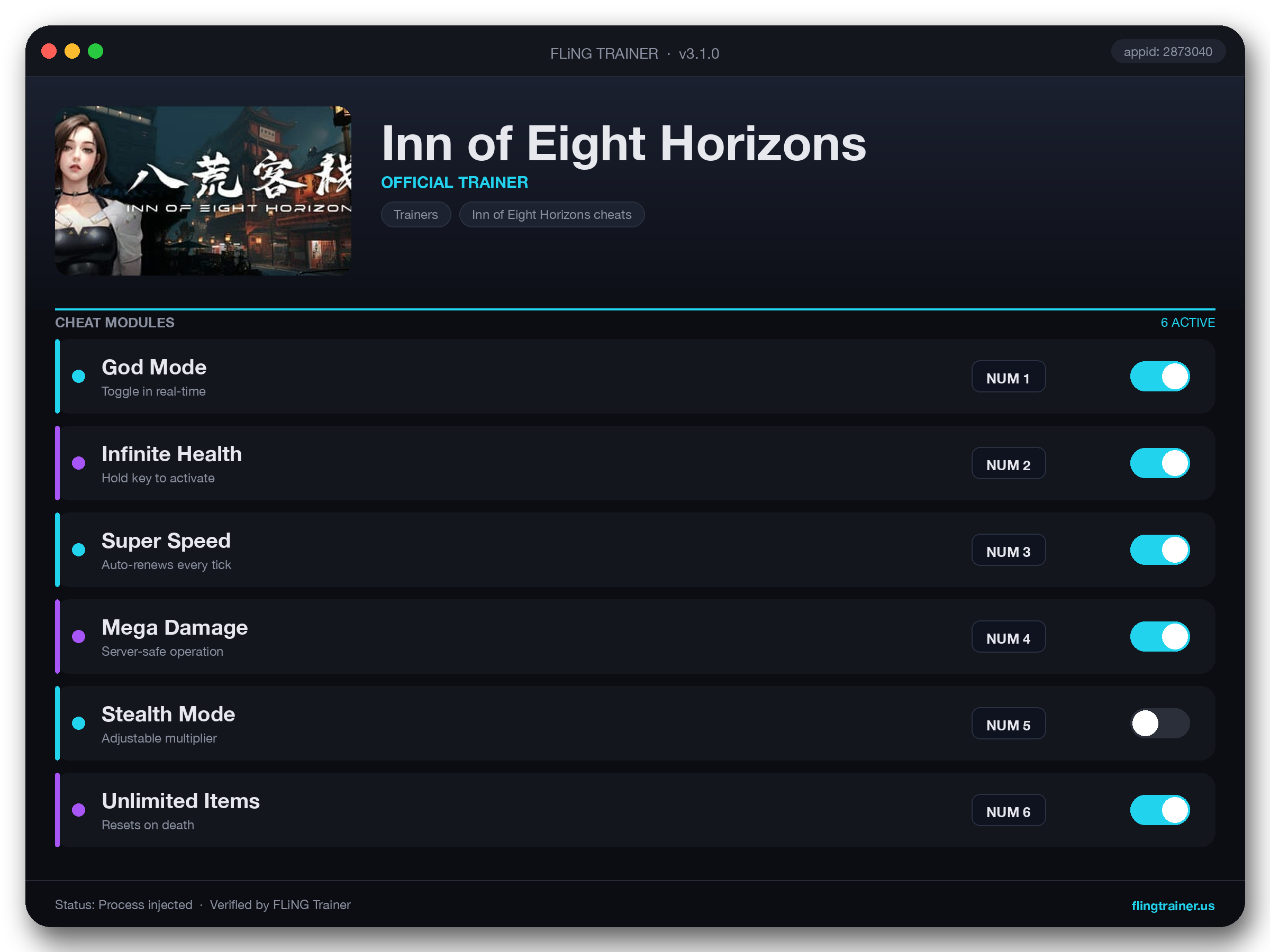 Inn of Eight Horizons Trainer interface