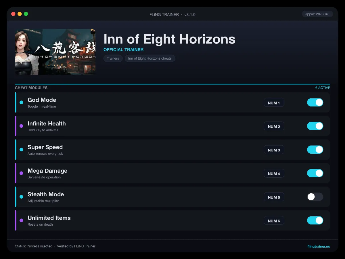 Inn of Eight Horizons Trainer interface