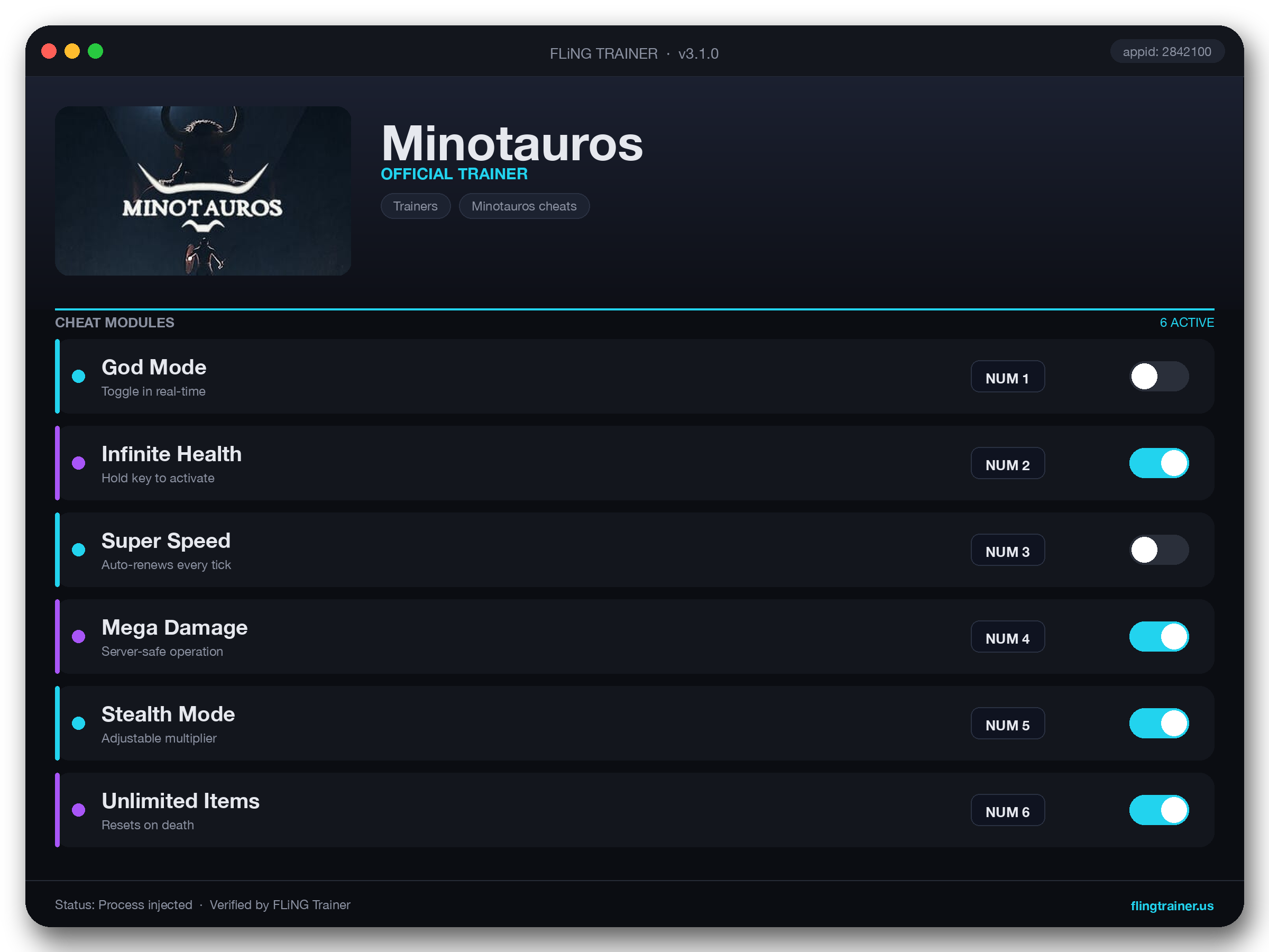 Minotauros Trainer interface
