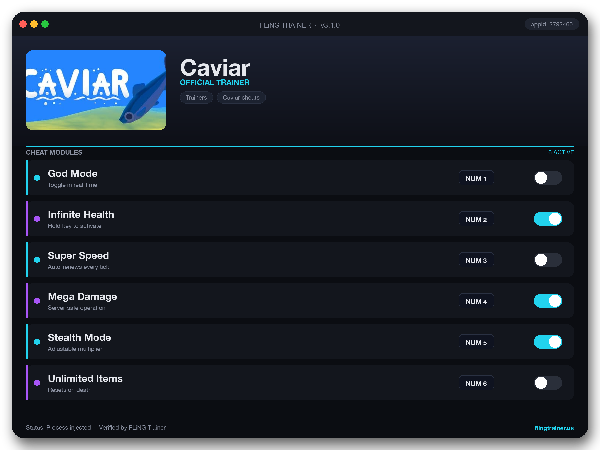 Caviar Trainer interface