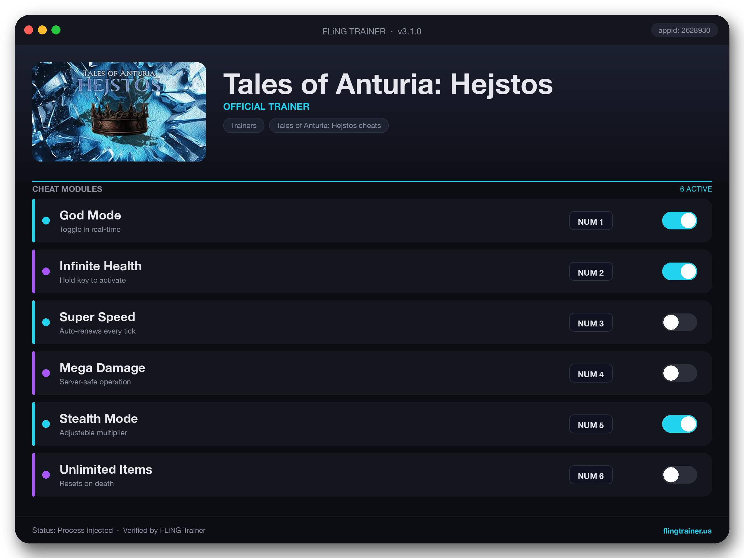 Tales of Anturia: Hejstos Trainer interface