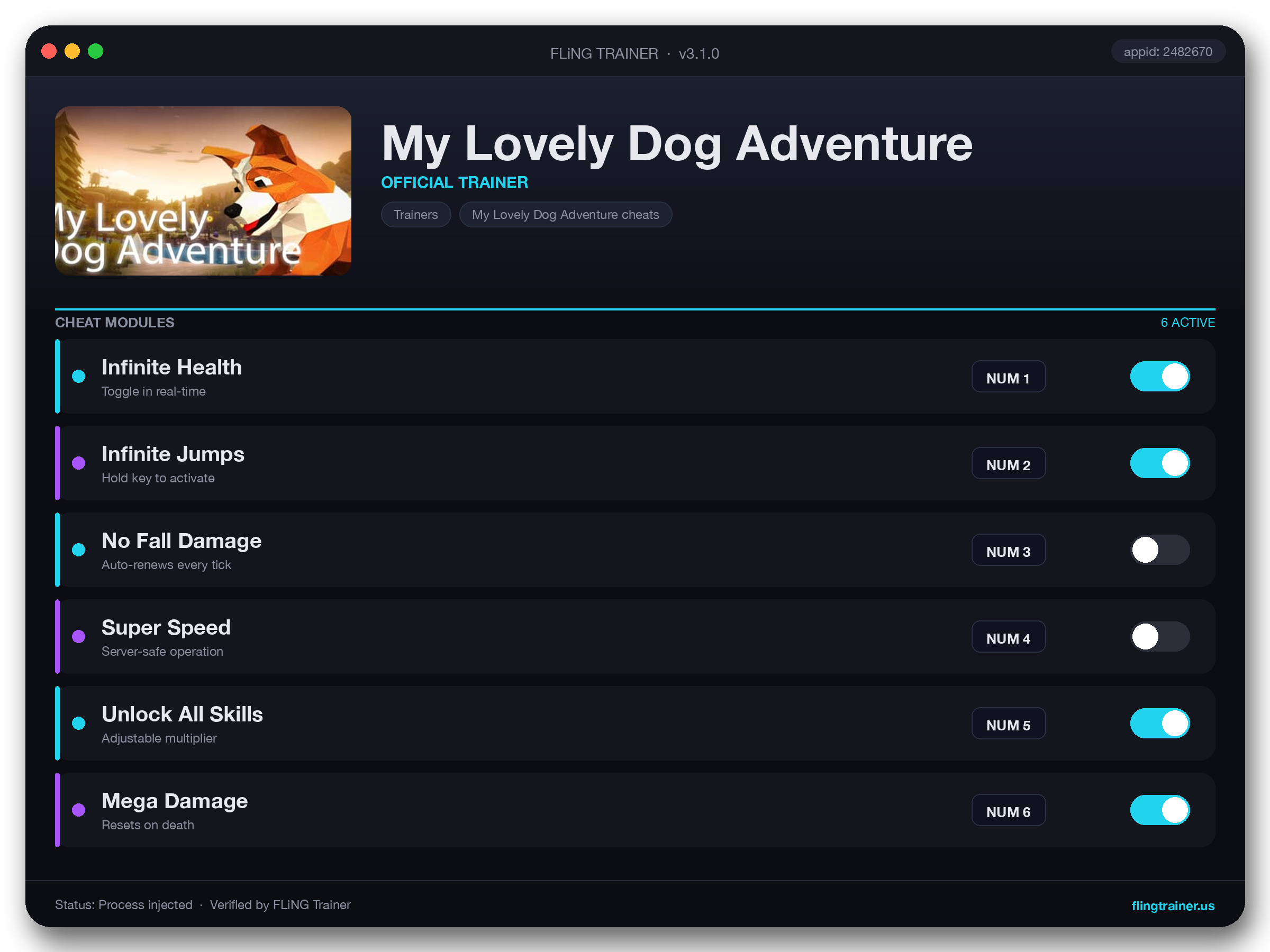 My Lovely Dog Adventure Trainer interface