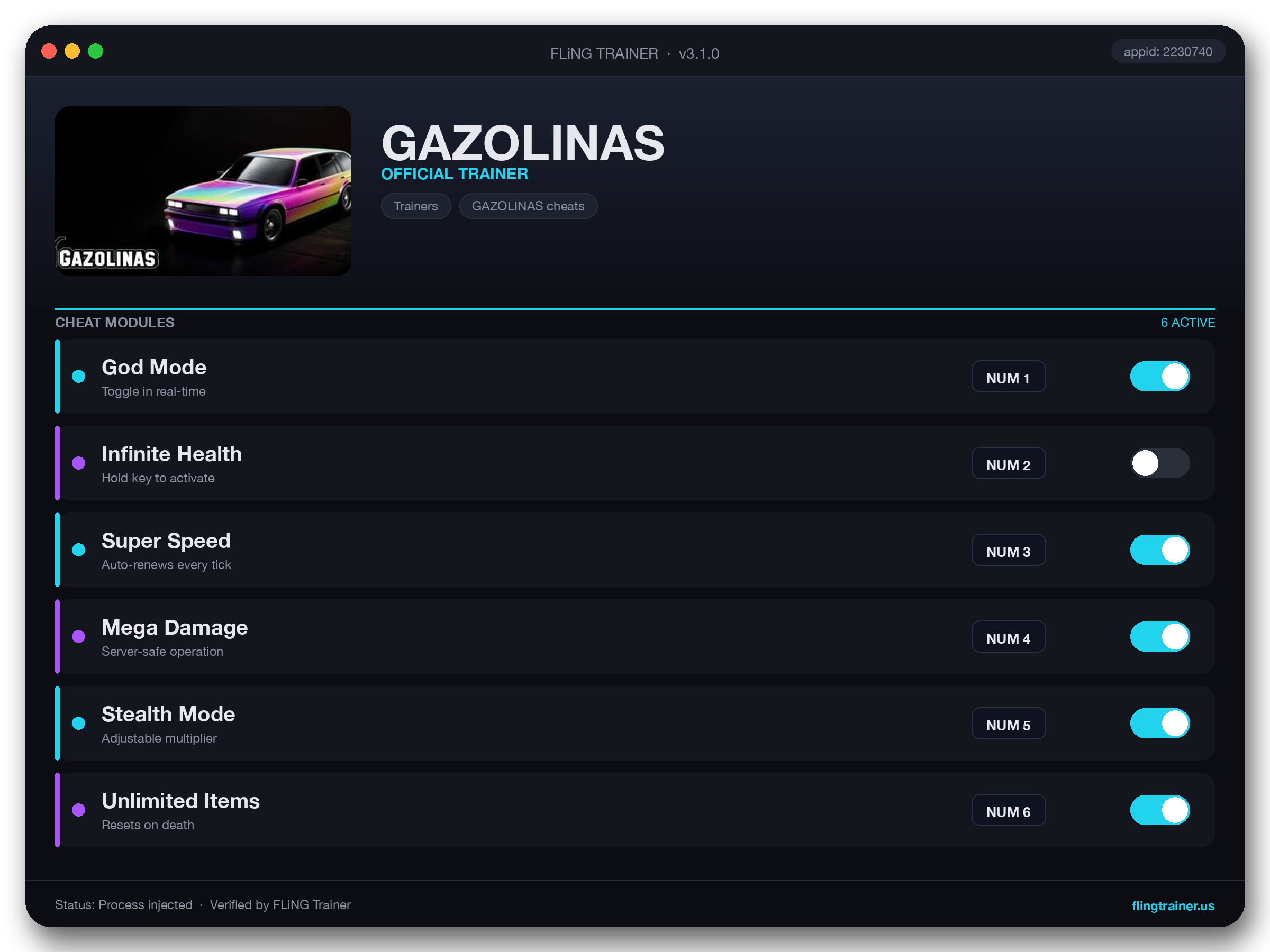GAZOLINAS Trainer interface