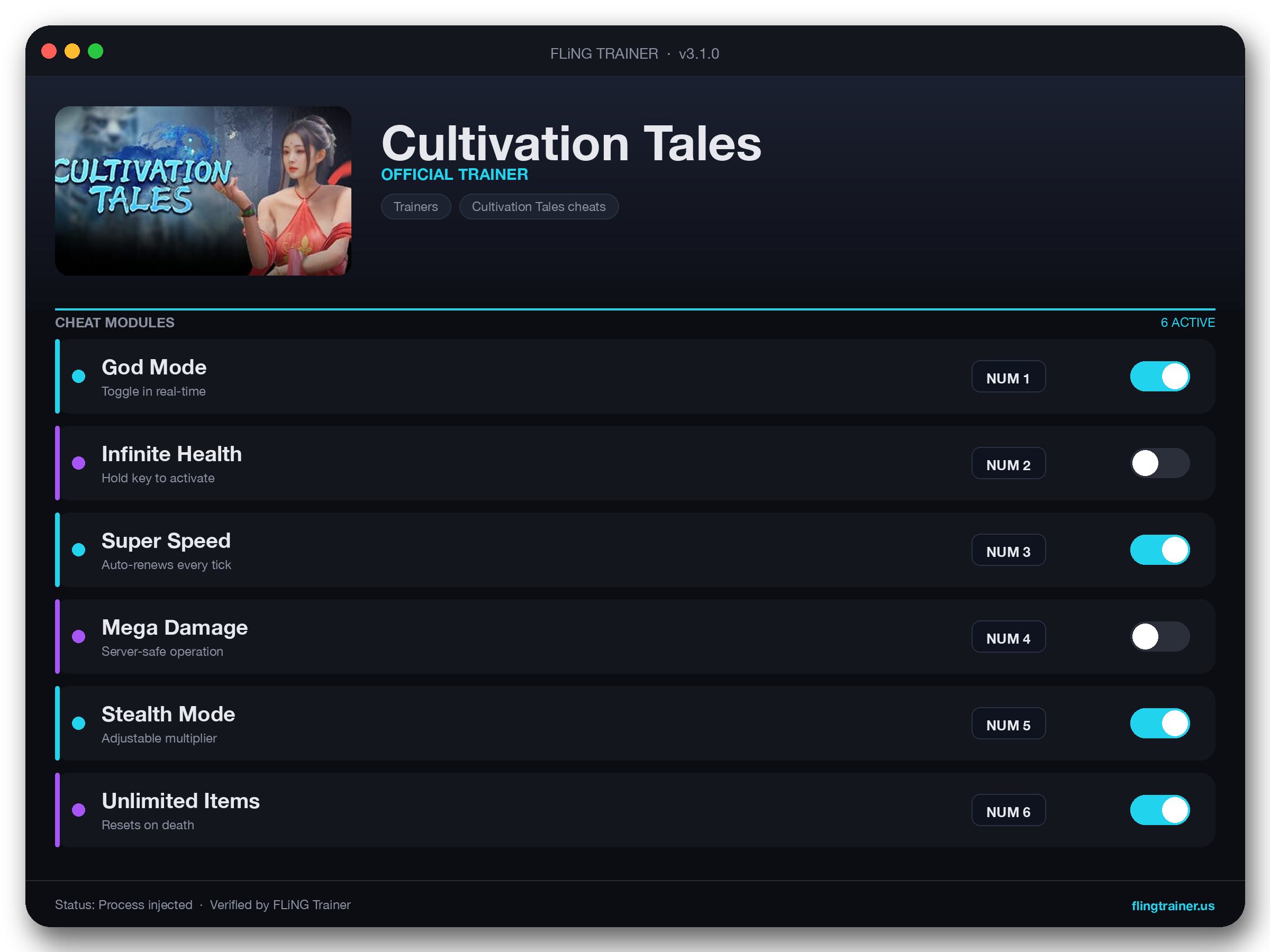 Cultivation Tales Trainer interface