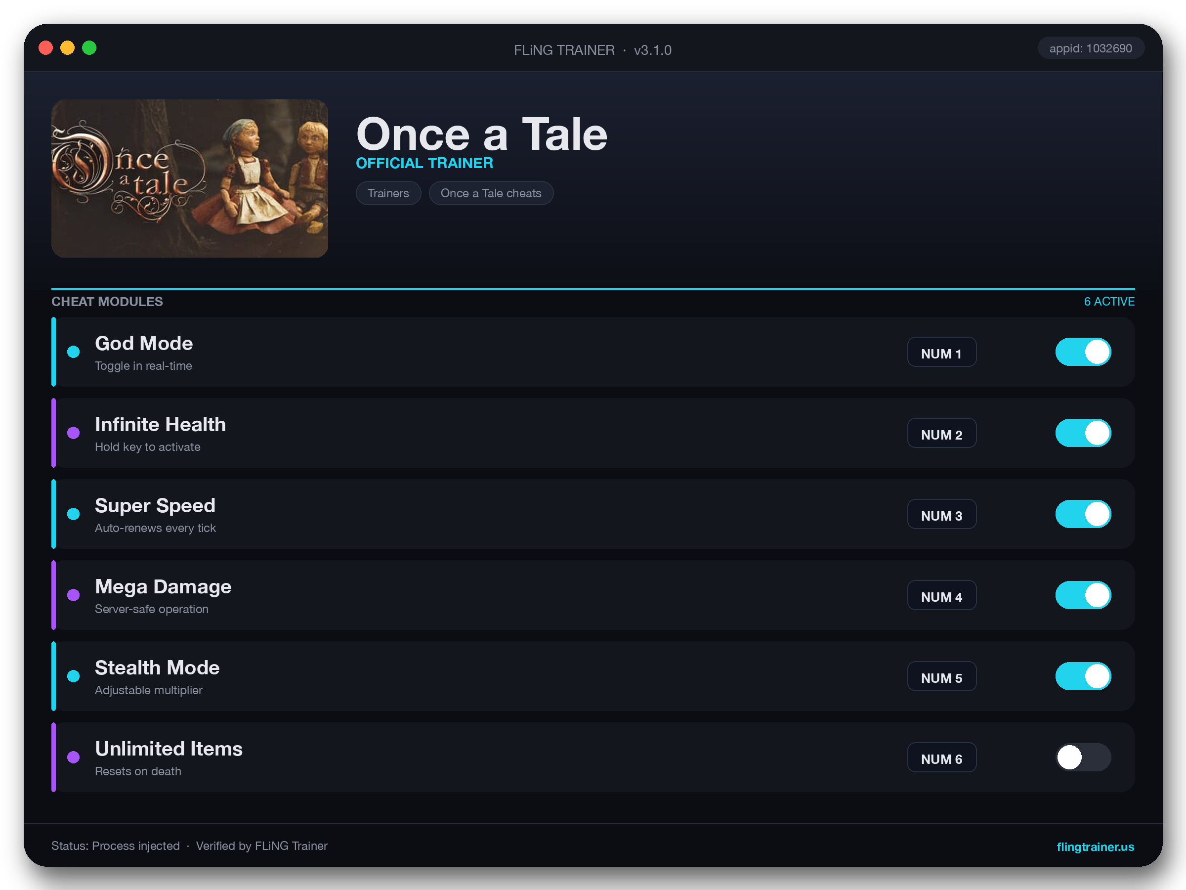 Once a Tale Trainer interface