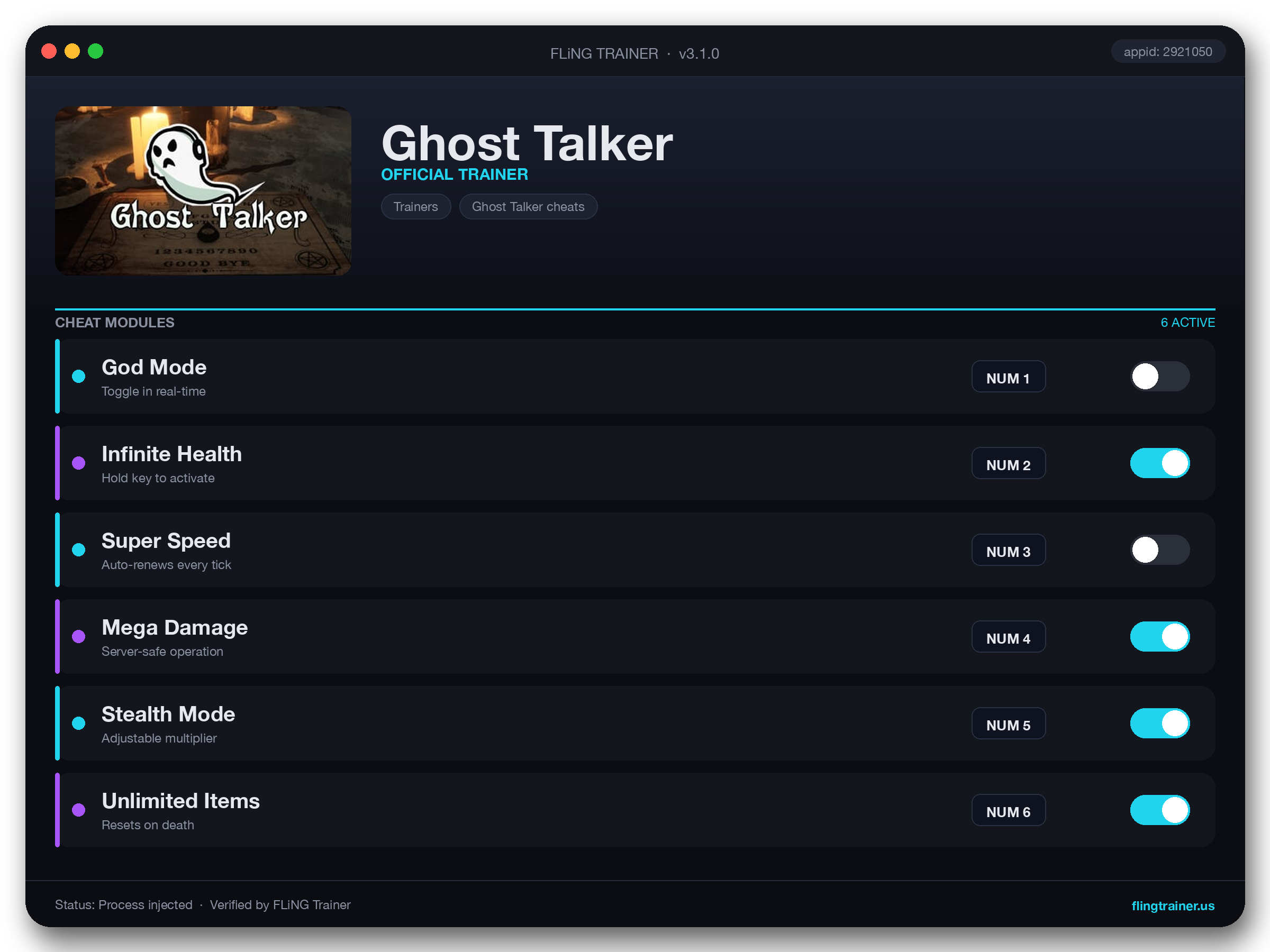 Ghost Talker Trainer interface