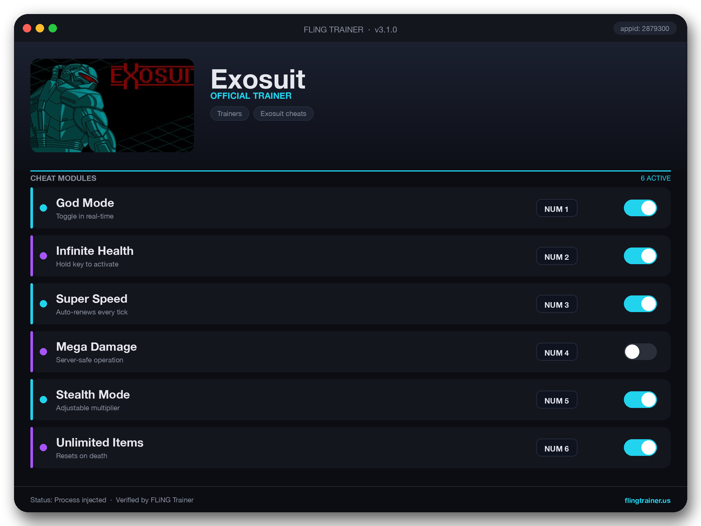 Exosuit Trainer interface