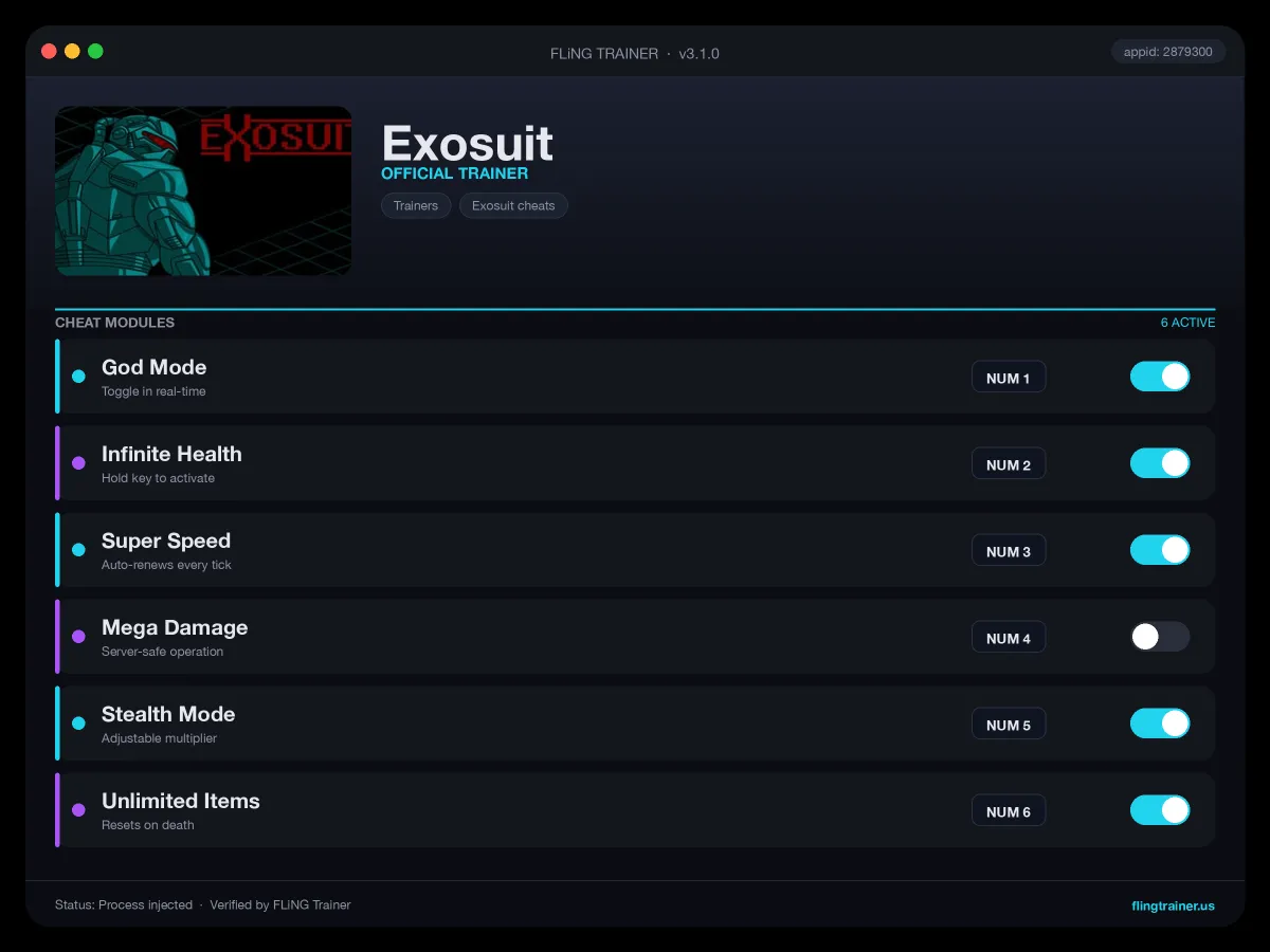 Exosuit Trainer interface