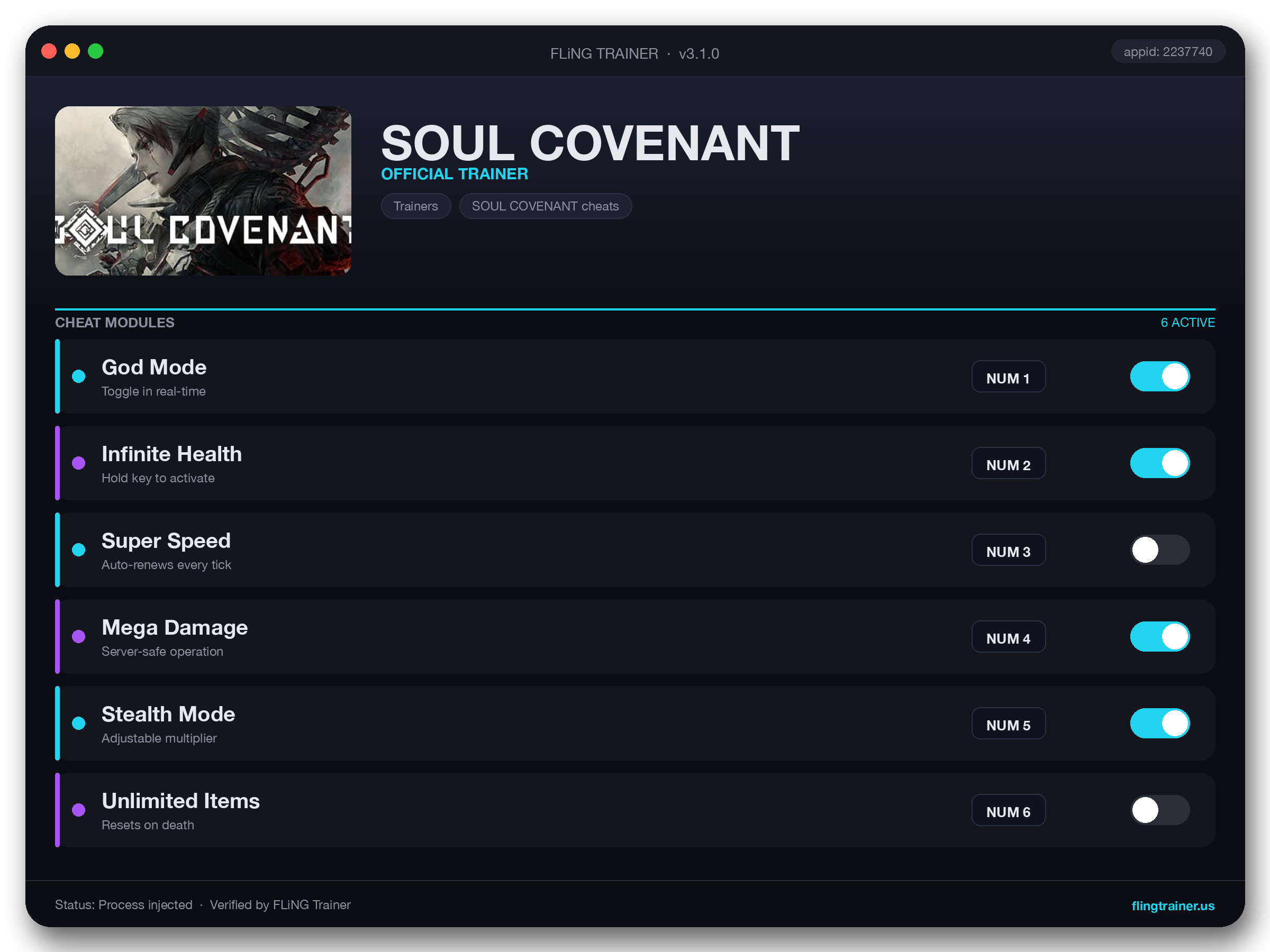 SOUL COVENANT Trainer interface