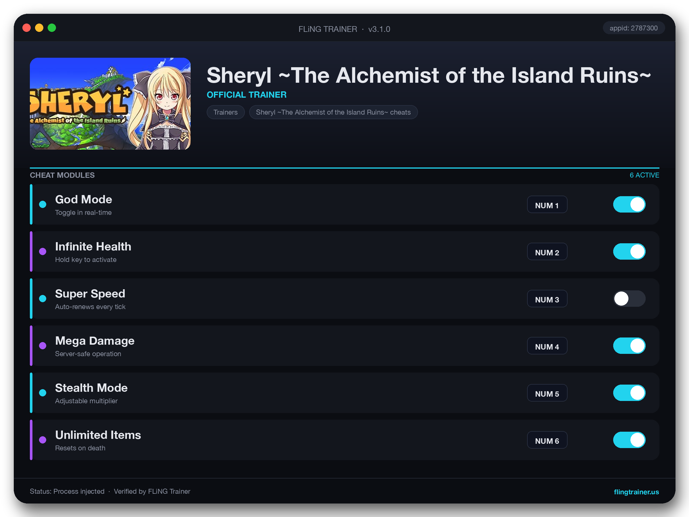Sheryl ~The Alchemist of the Island Ruins~ Trainer interface