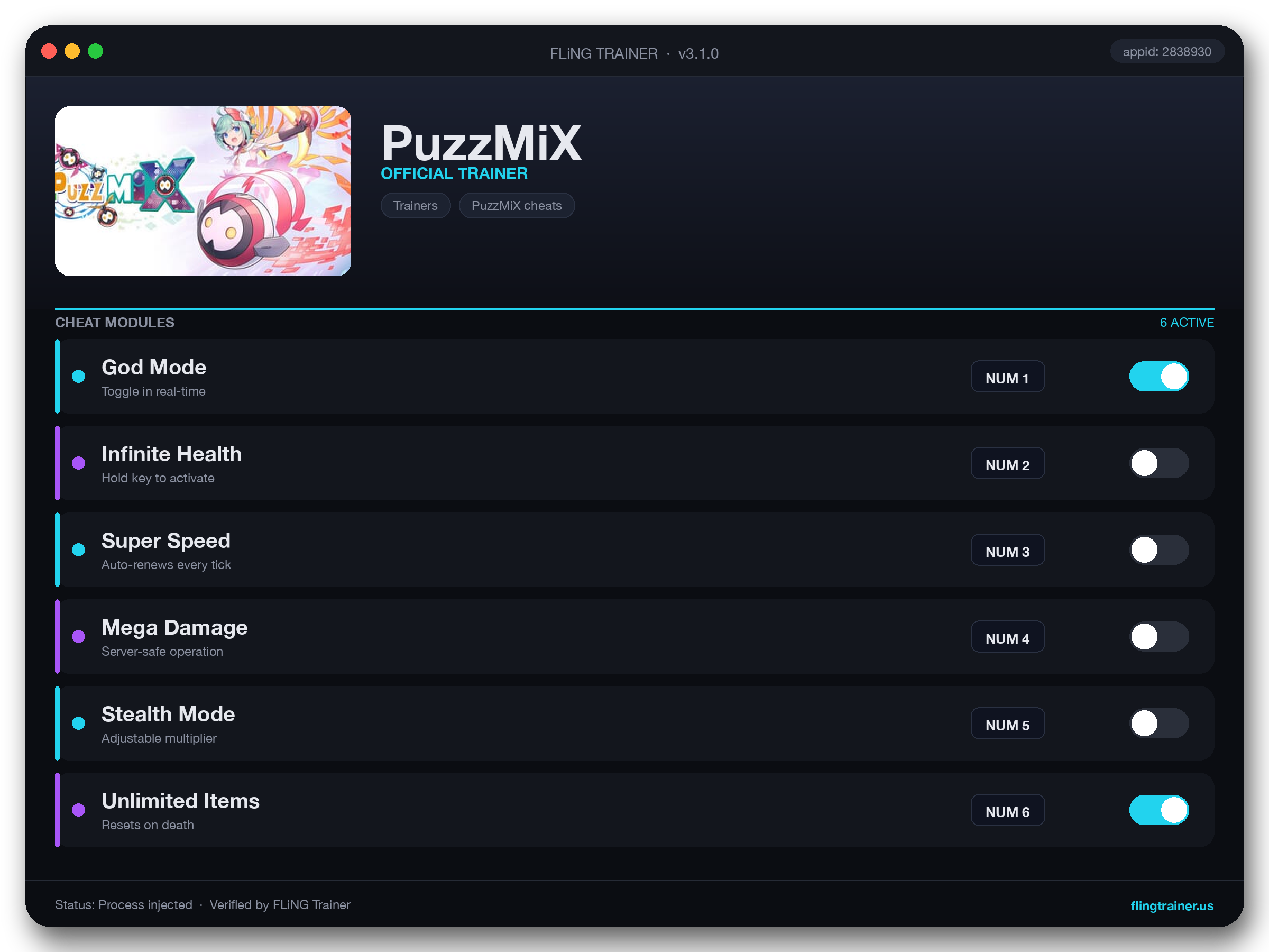 PuzzMiX Trainer interface