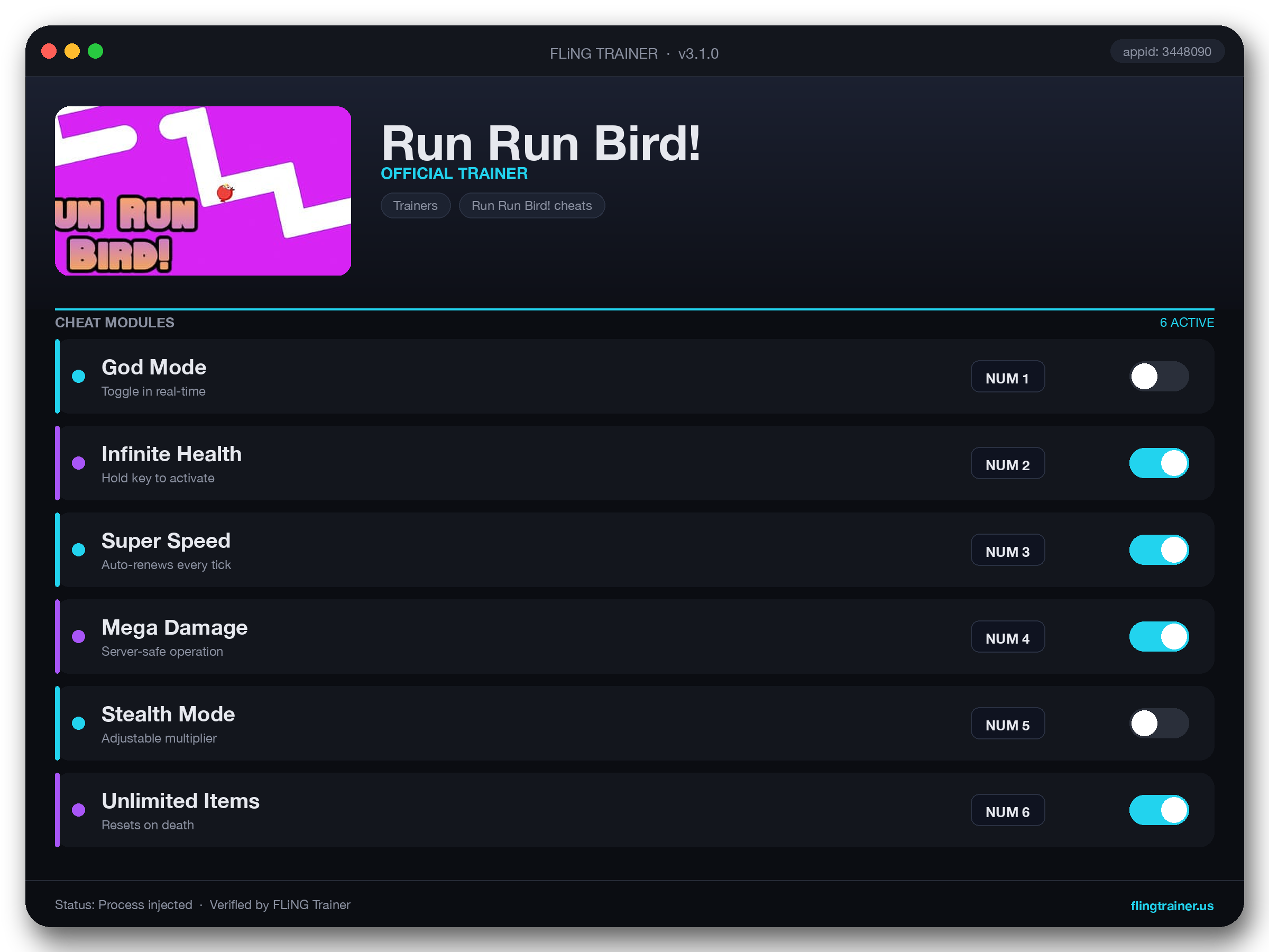 Run Run Bird! Trainer interface