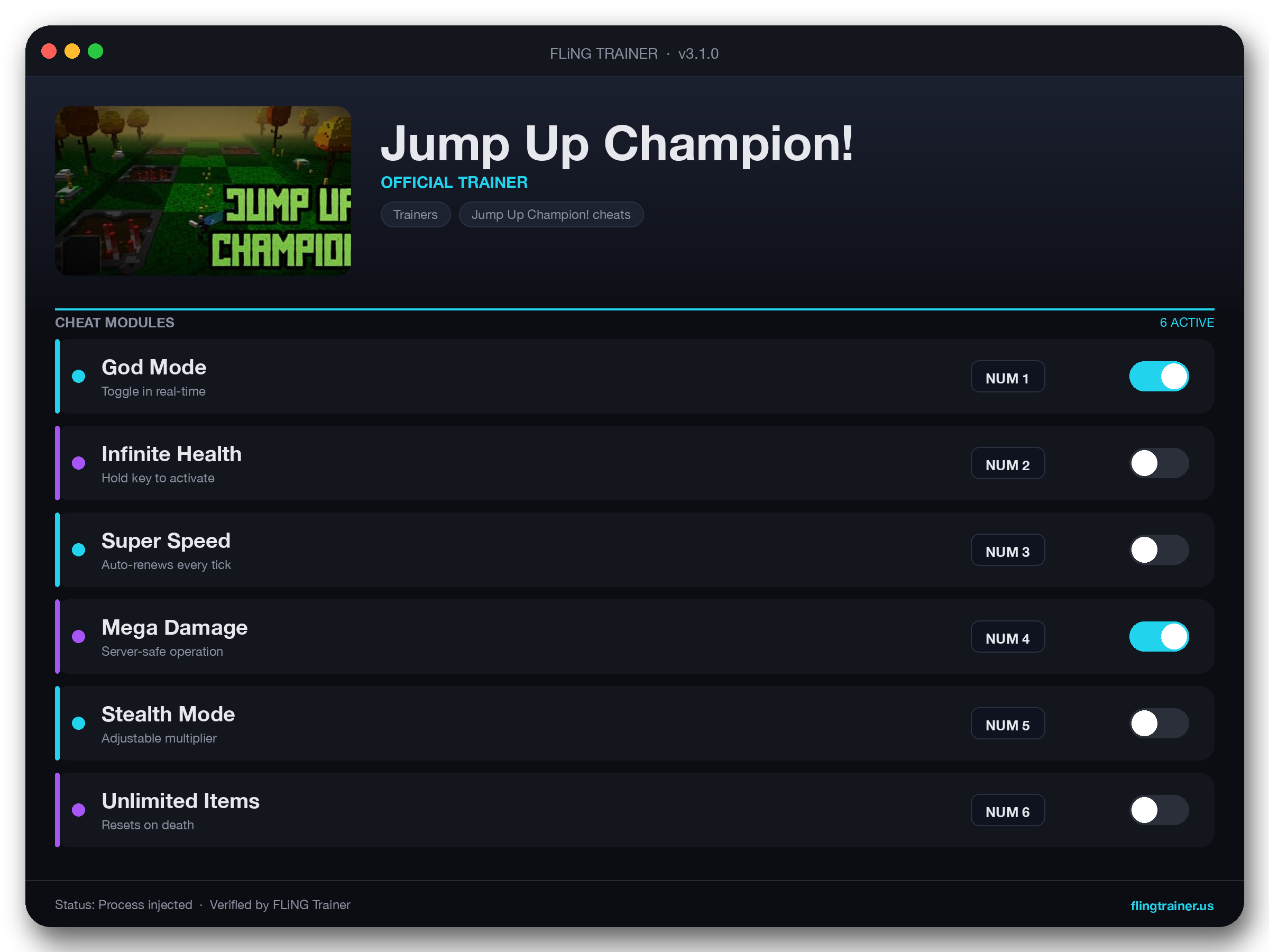 Jump Up Champion! Trainer interface