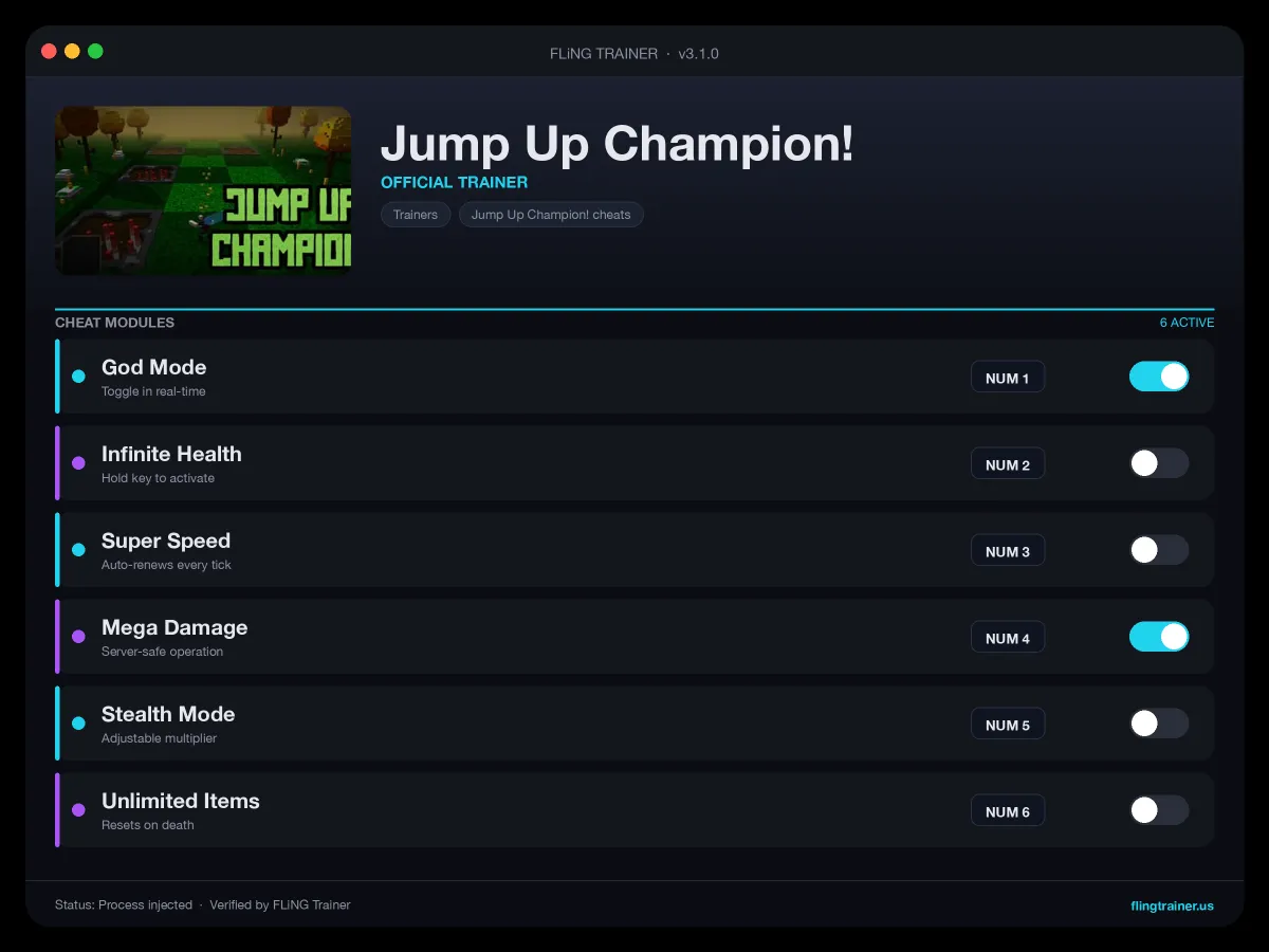 Jump Up Champion! Trainer interface