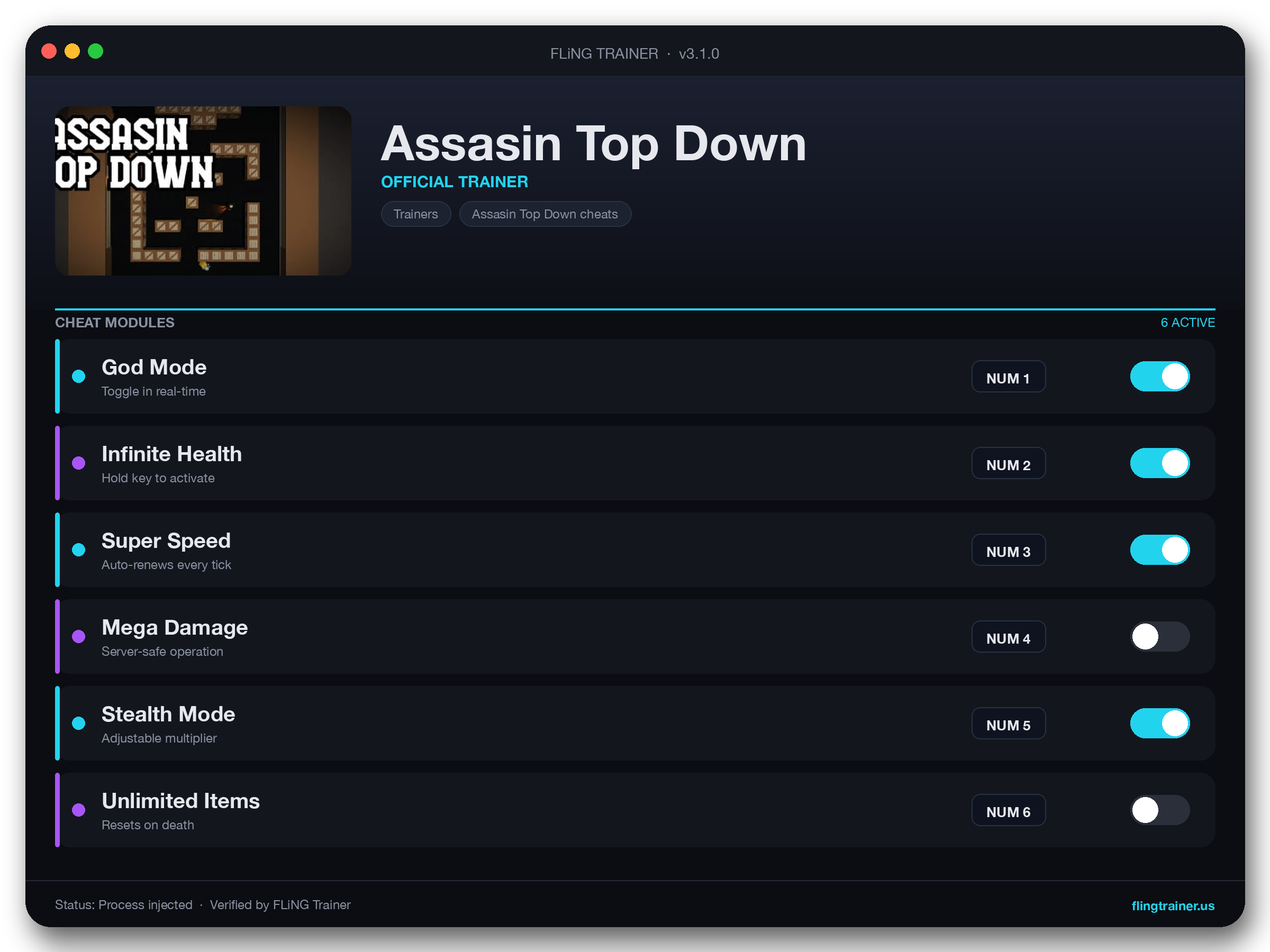 Assasin Top Down Trainer interface