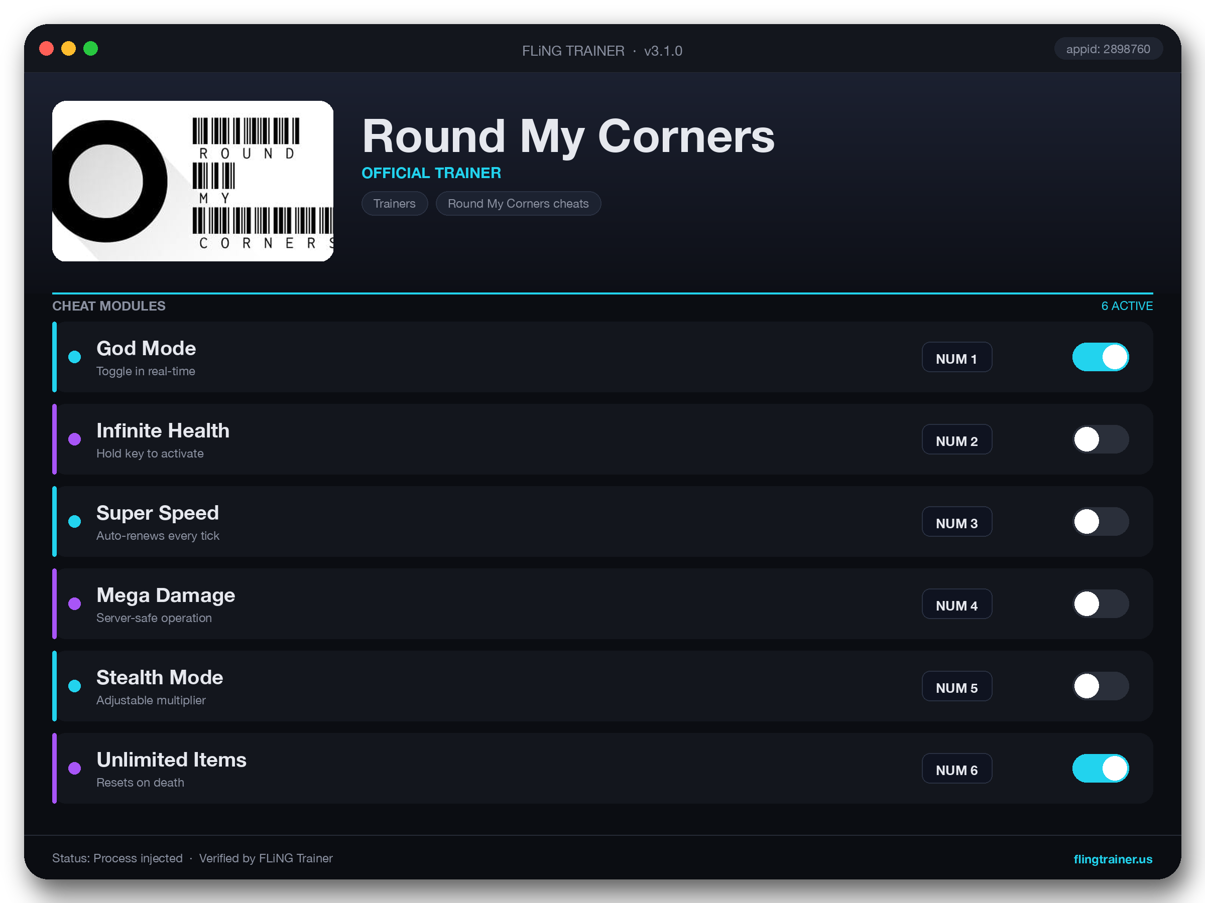 Round My Corners Trainer interface