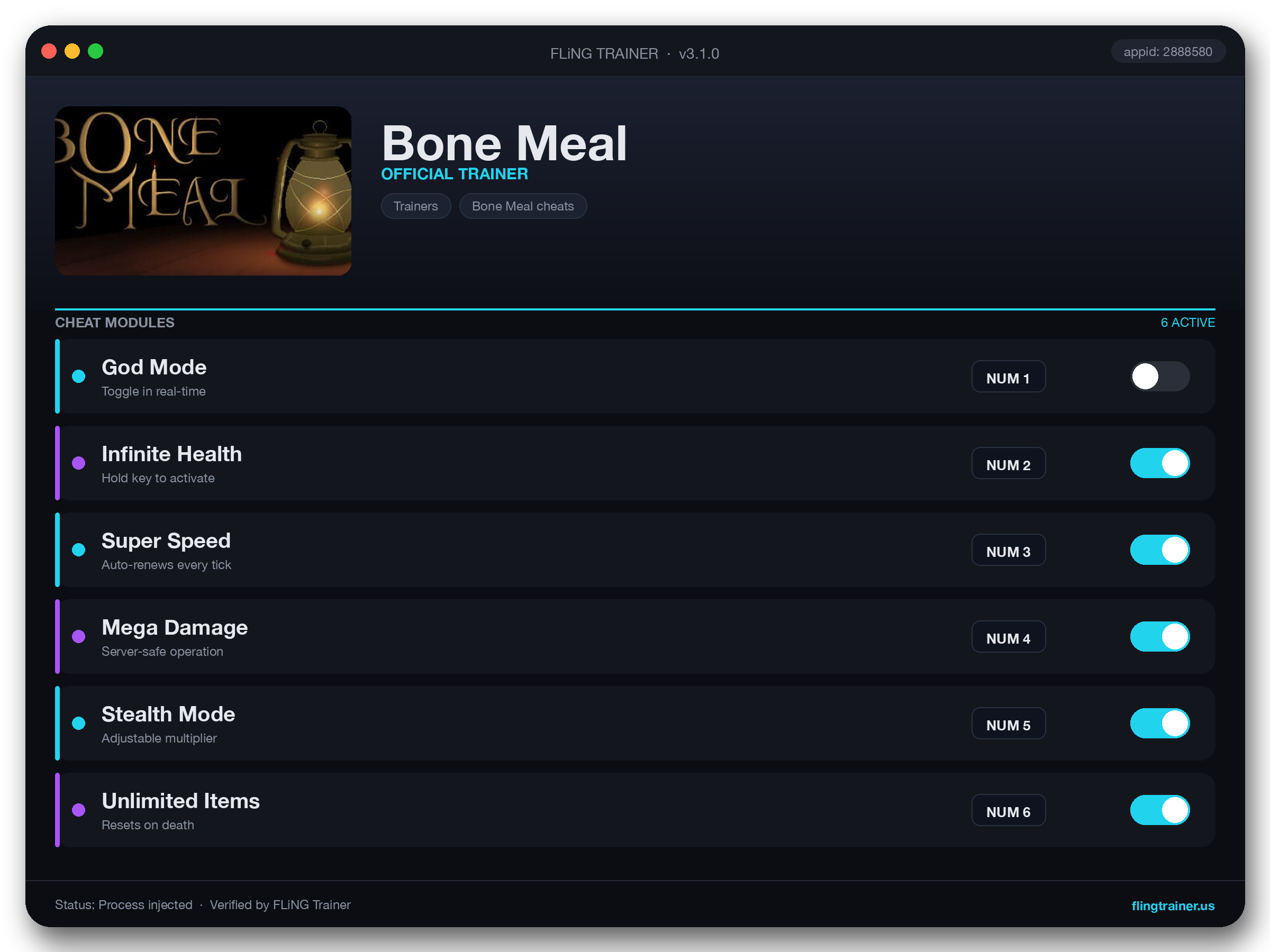Bone Meal Trainer interface