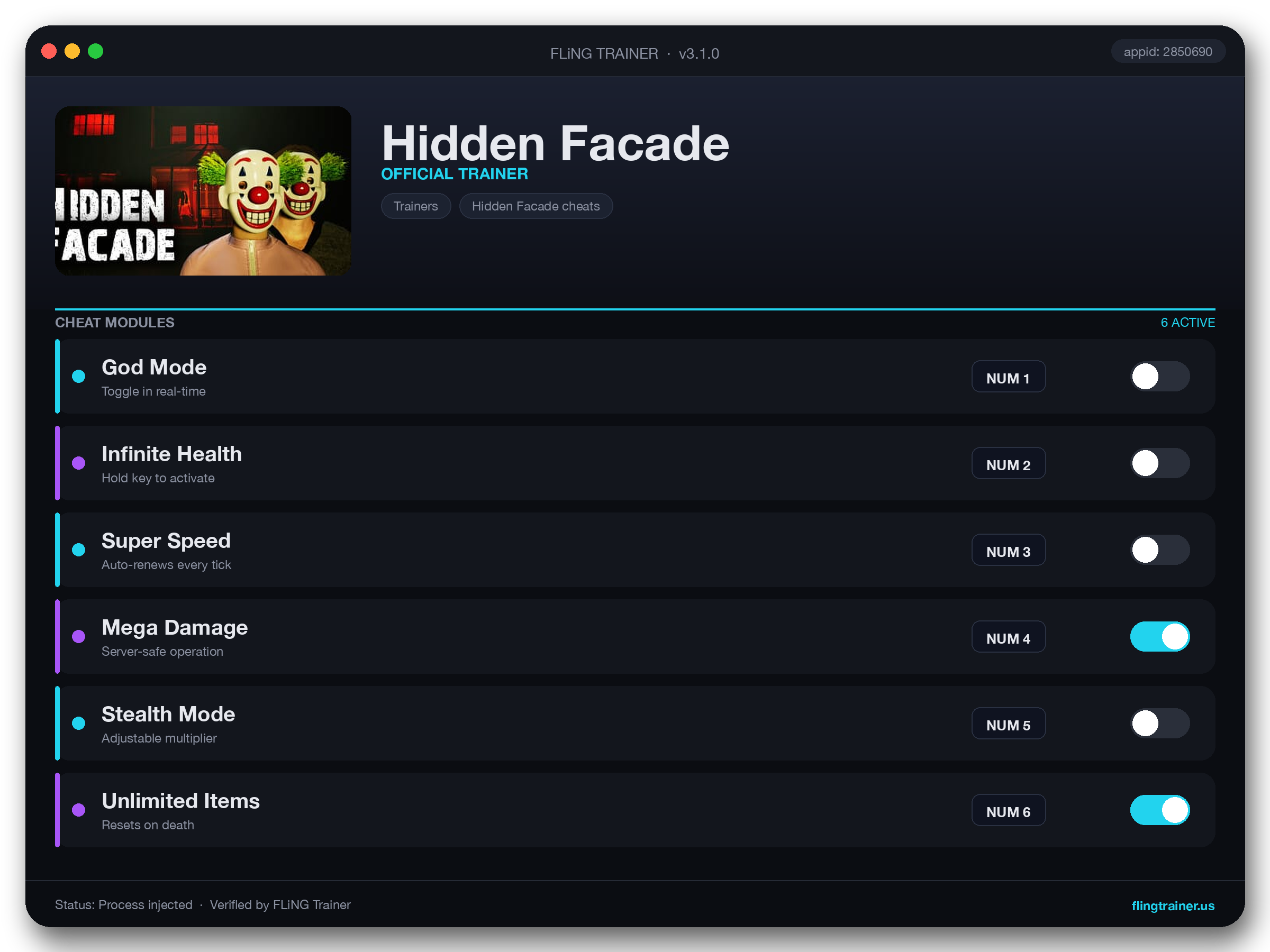Hidden Facade Trainer interface