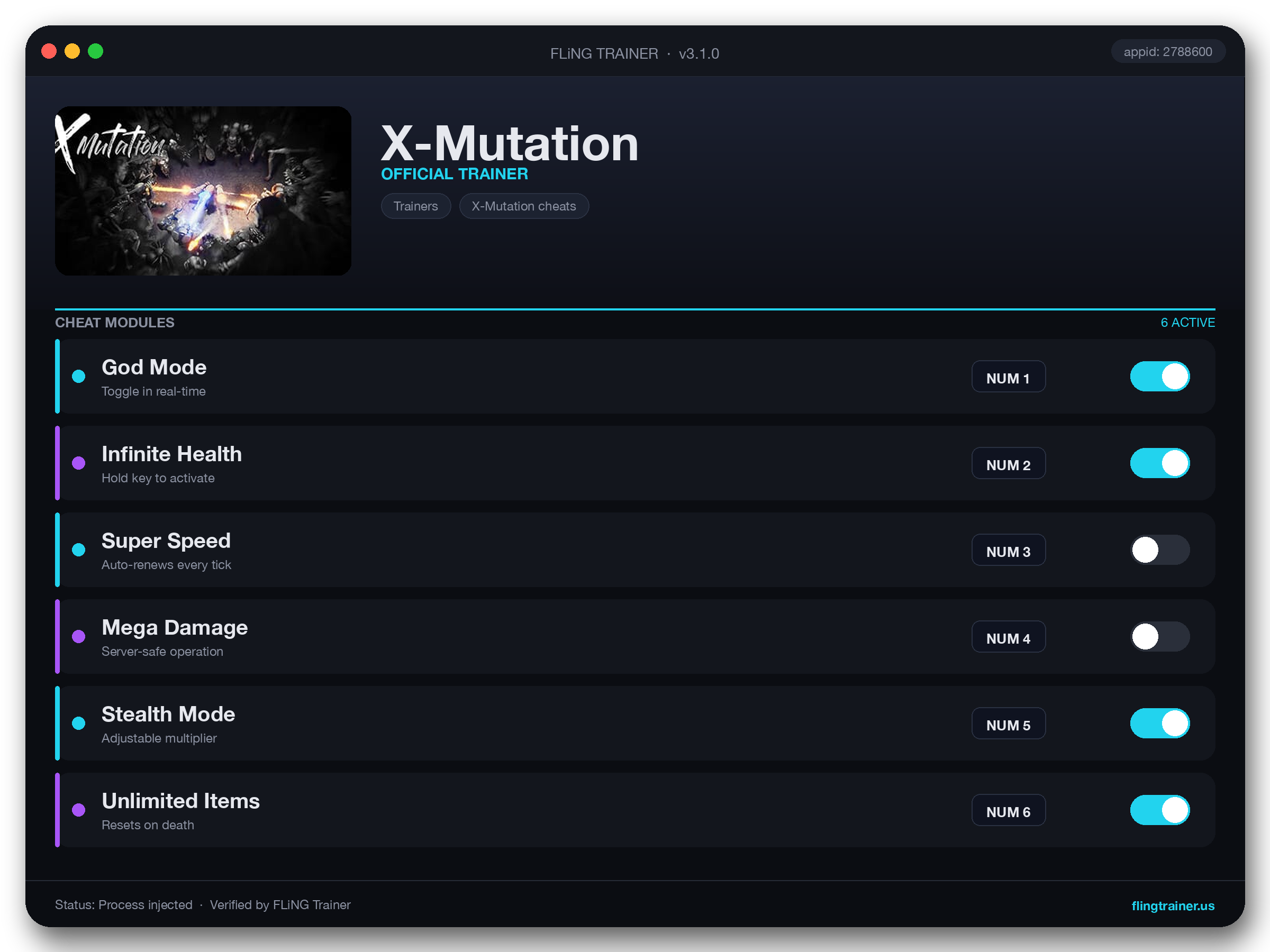 X-Mutation Trainer interface