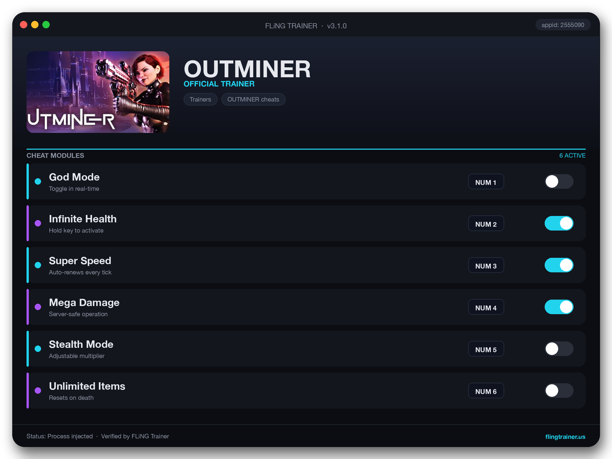 OUTMINER Trainer interface