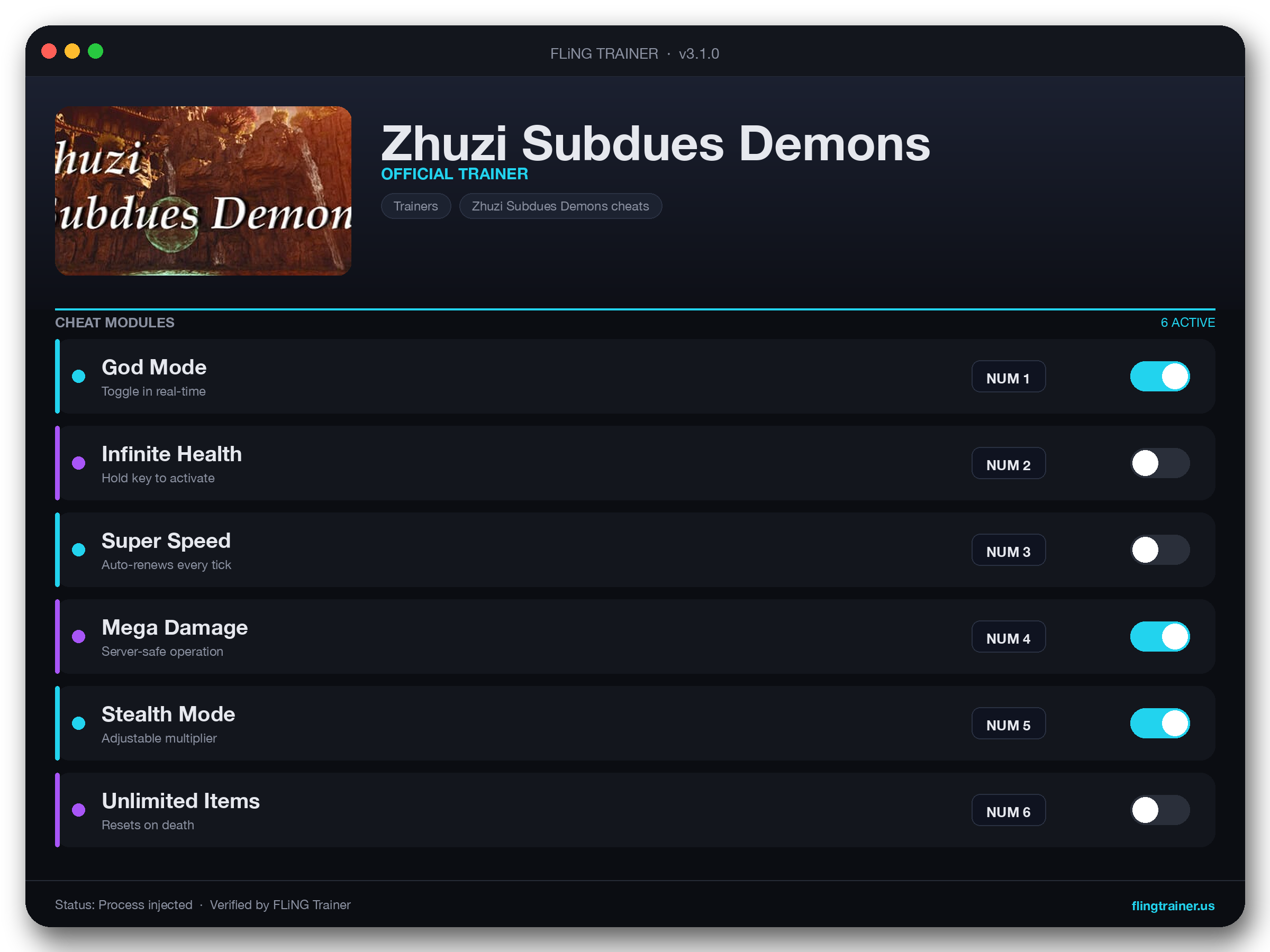 Zhuzi Subdues Demons Trainer interface