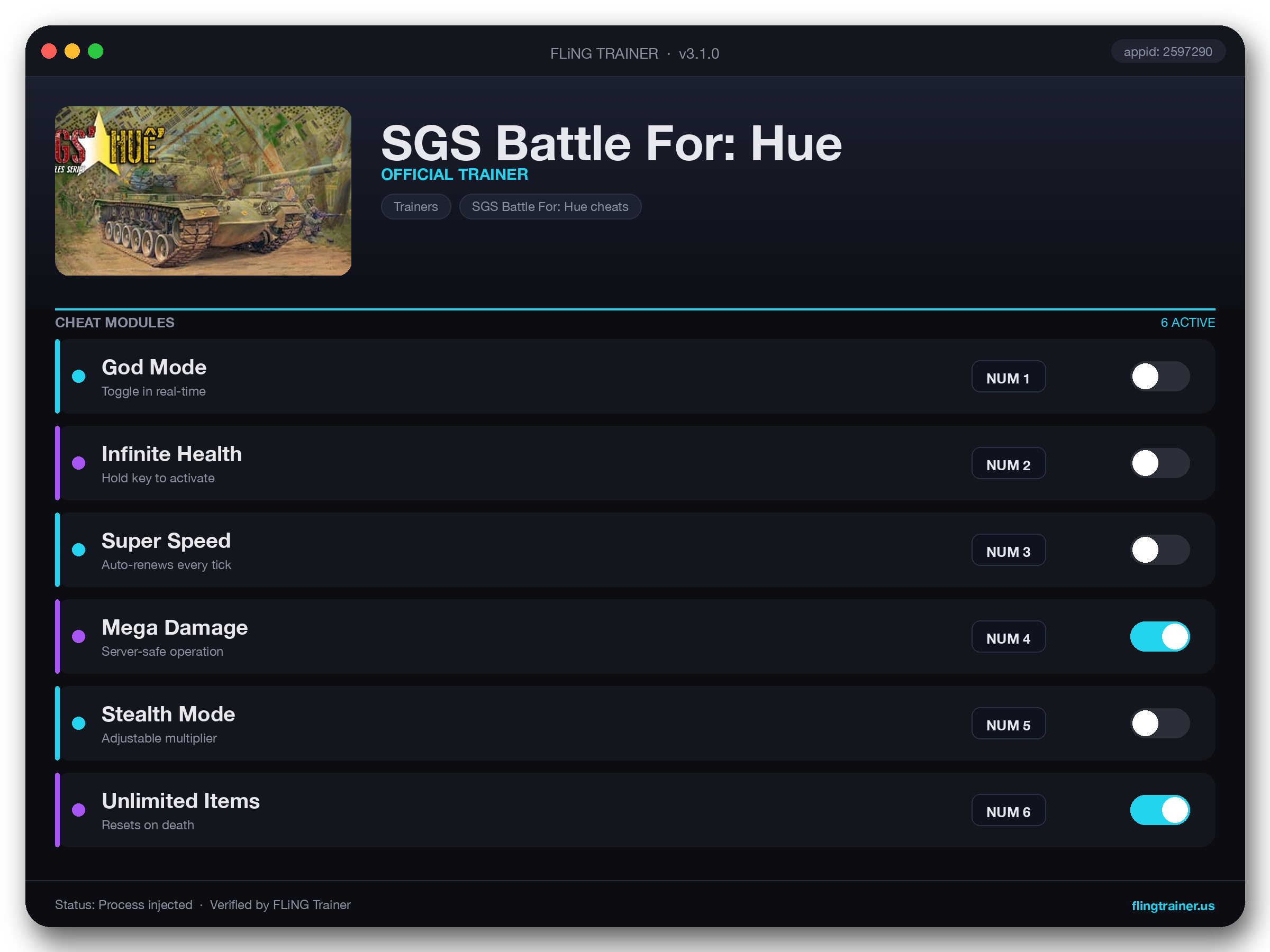 SGS Battle For: Hue Trainer interface