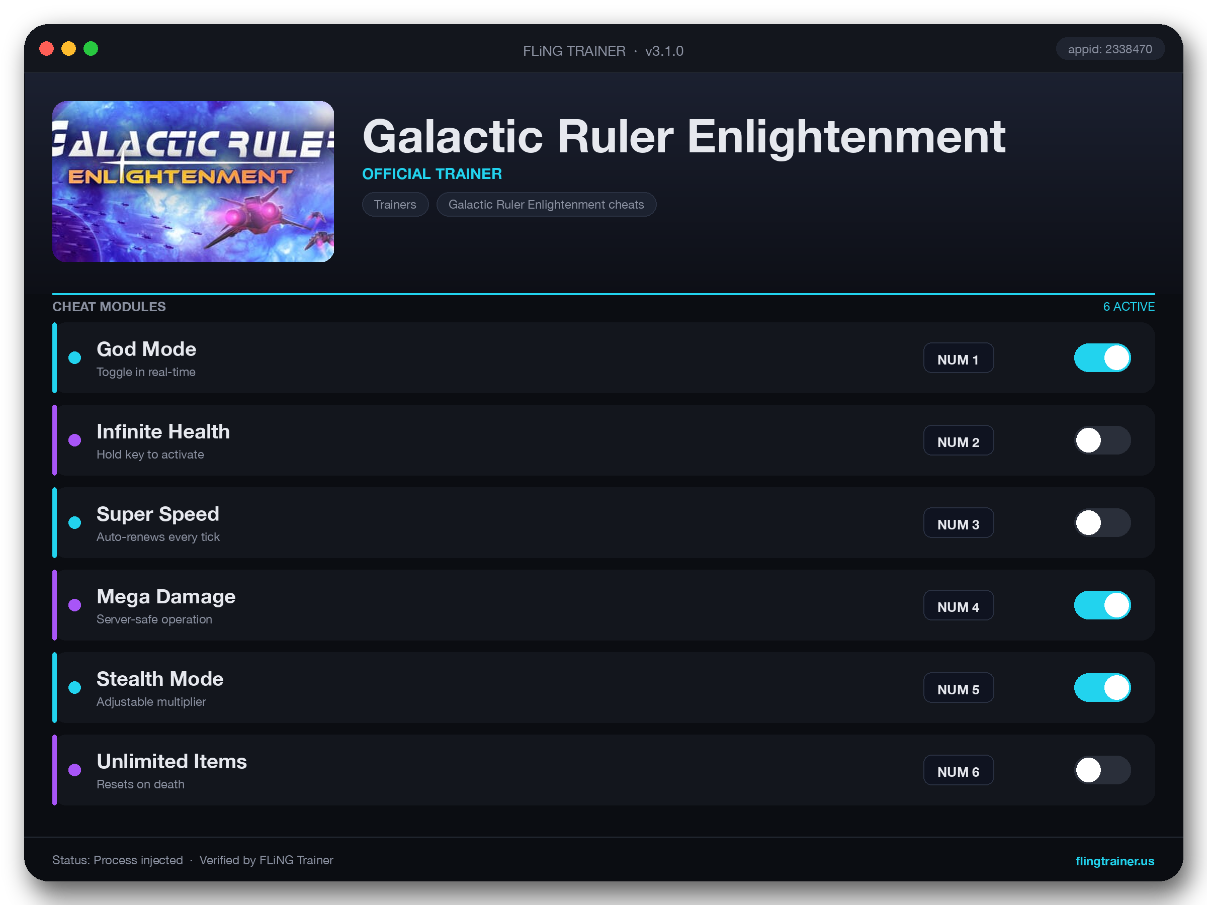 Galactic Ruler Enlightenment Trainer interface