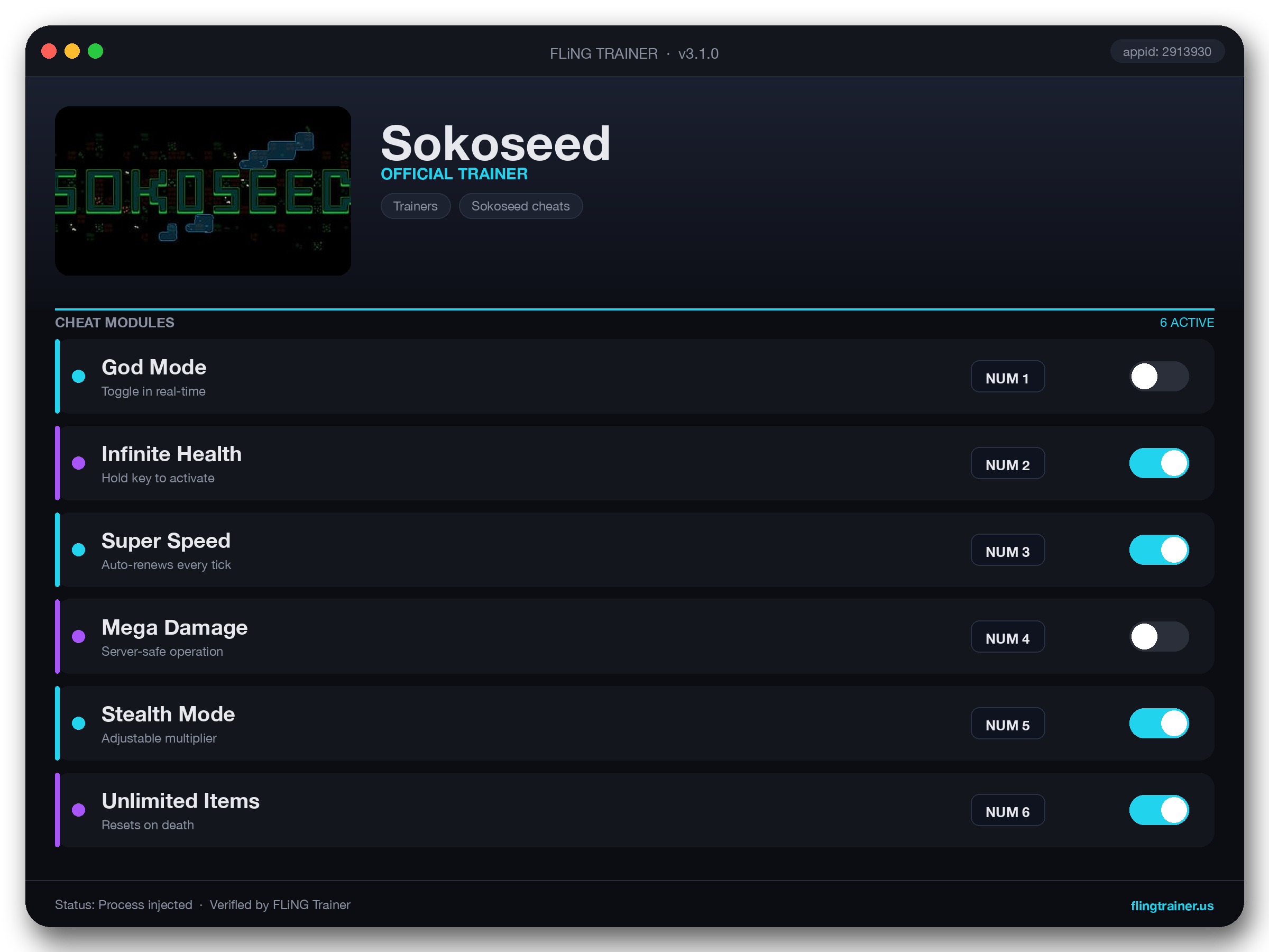 Sokoseed Trainer interface