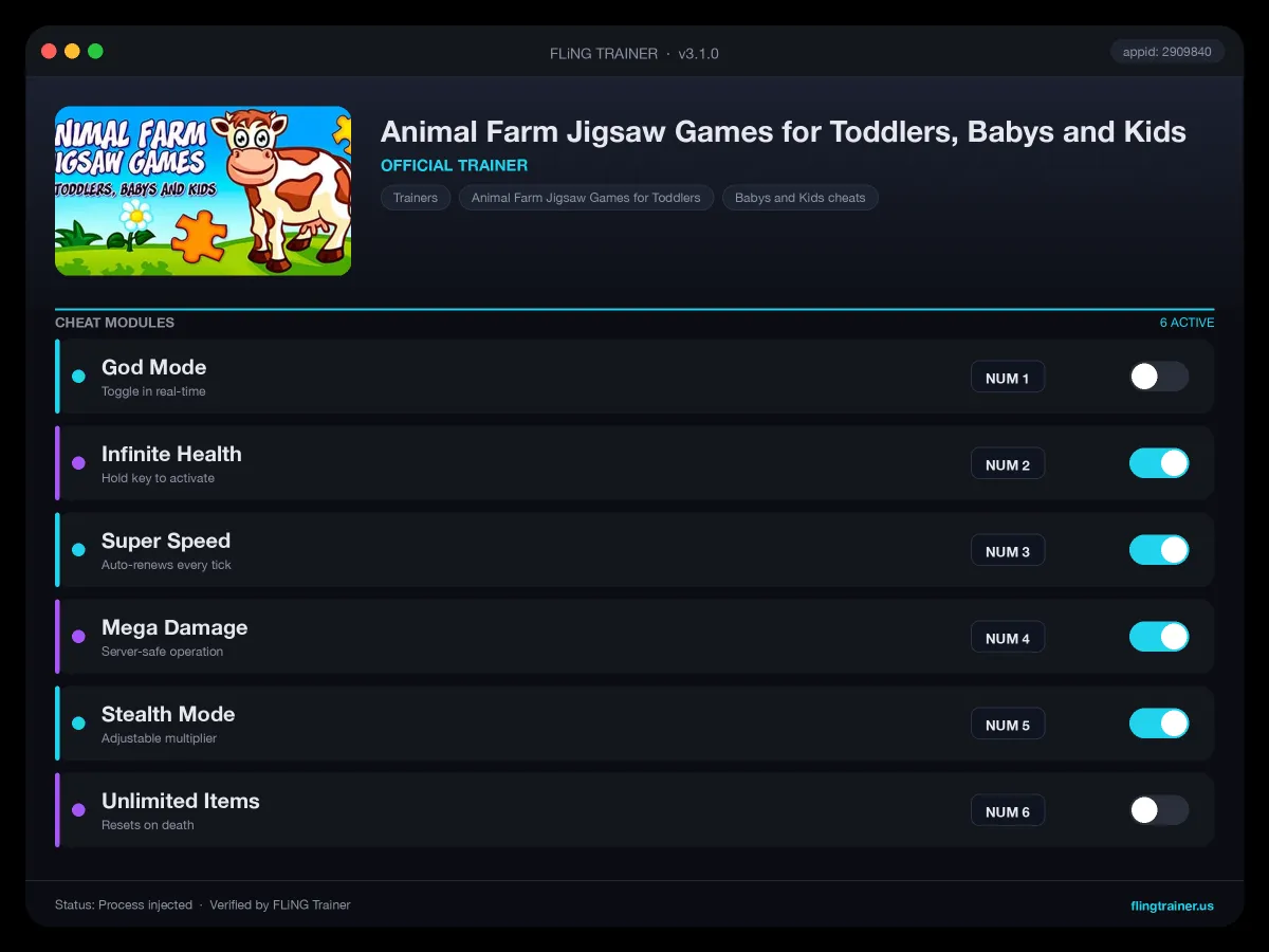 Animal Farm Jigsaw Games for Toddlers, Babys and Kids Trainer interface