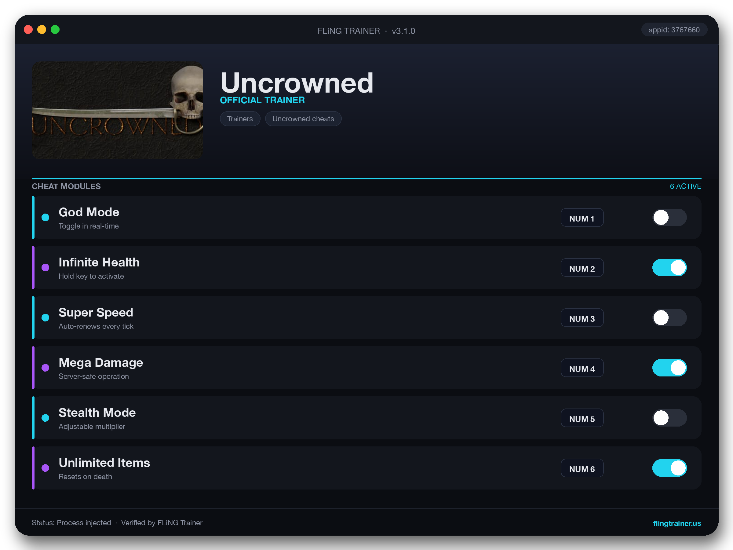 Uncrowned Trainer interface