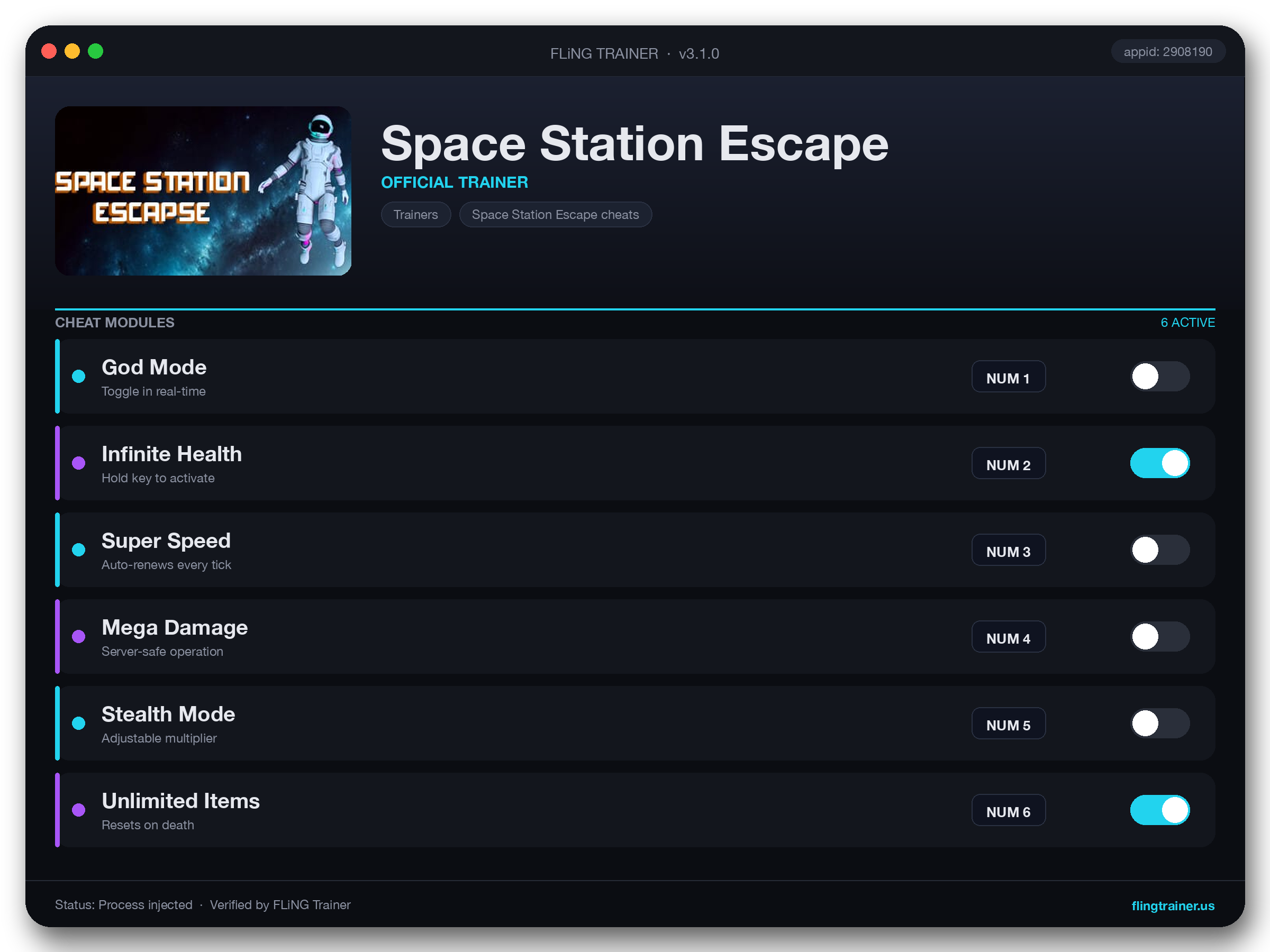 Space Station Escape Trainer interface