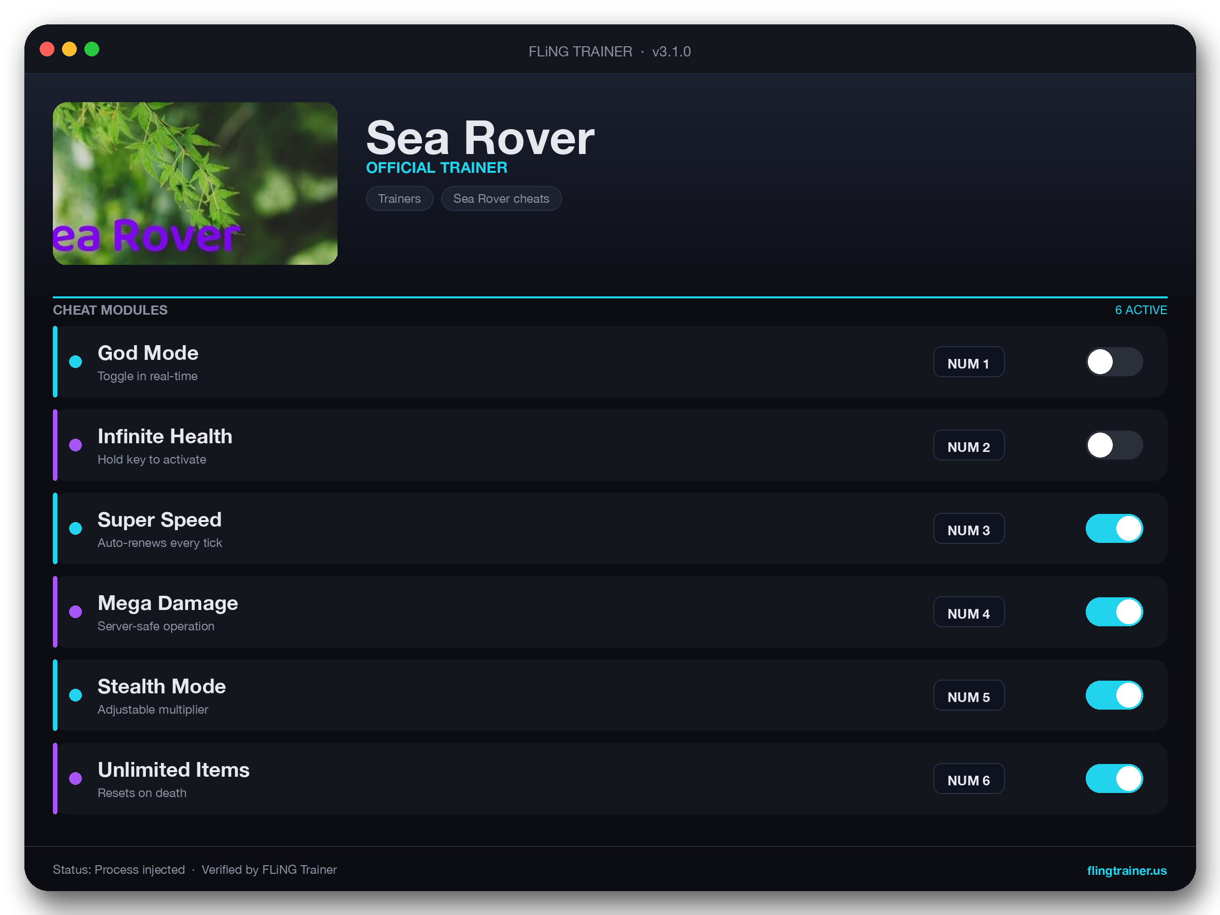 Sea Rover Trainer interface