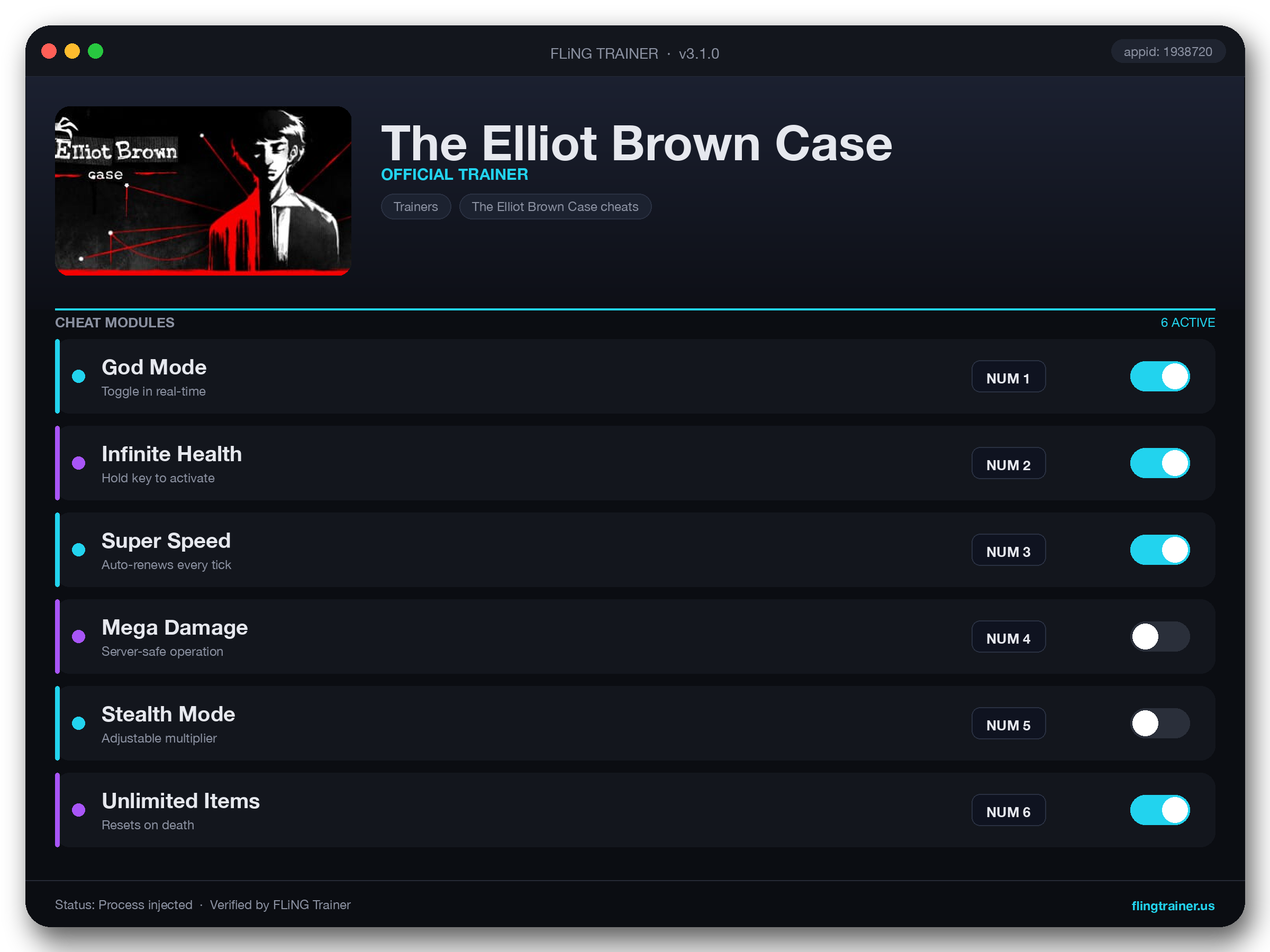 The Elliot Brown Case Trainer interface