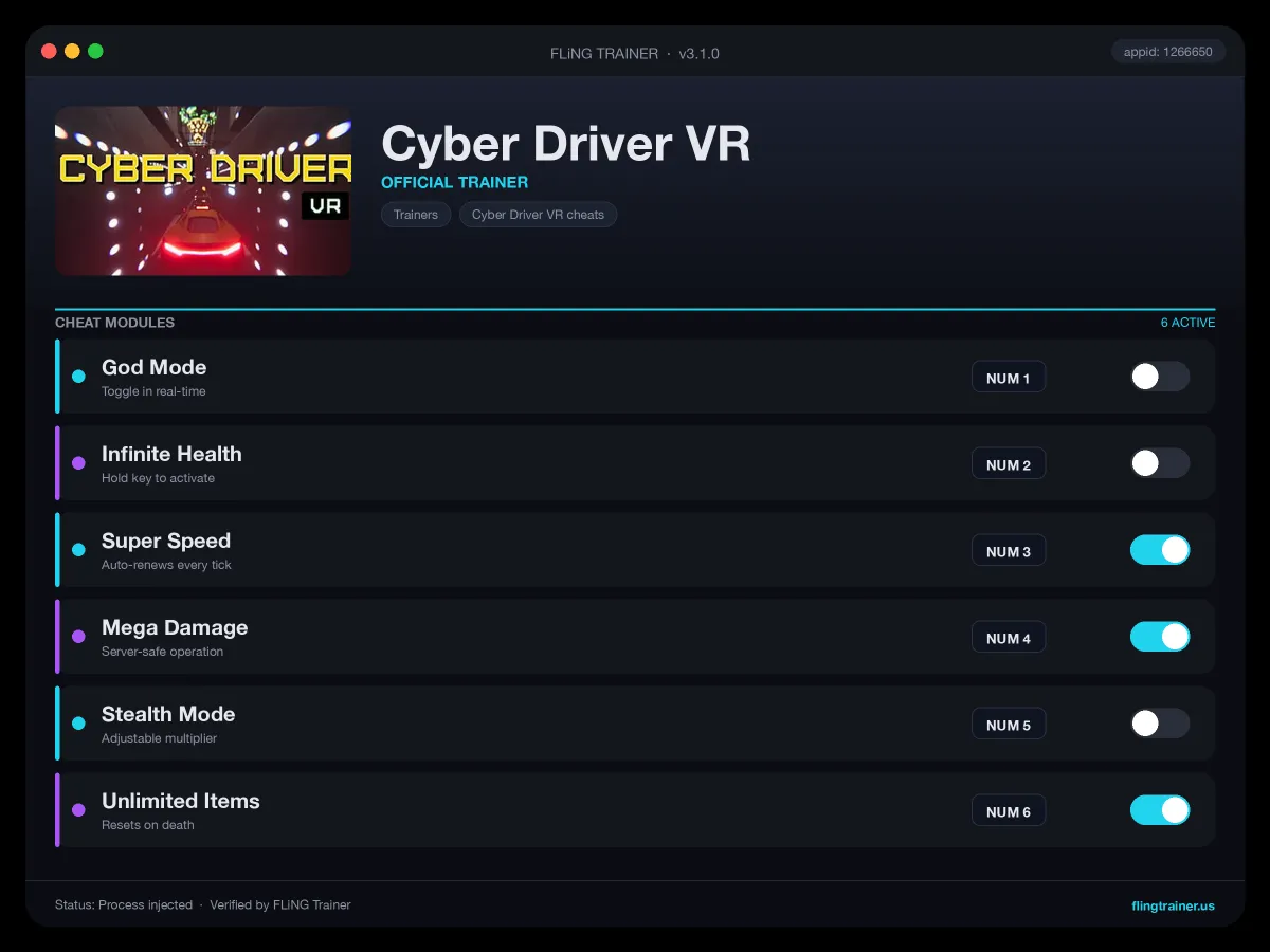 Cyber Driver VR Trainer interface