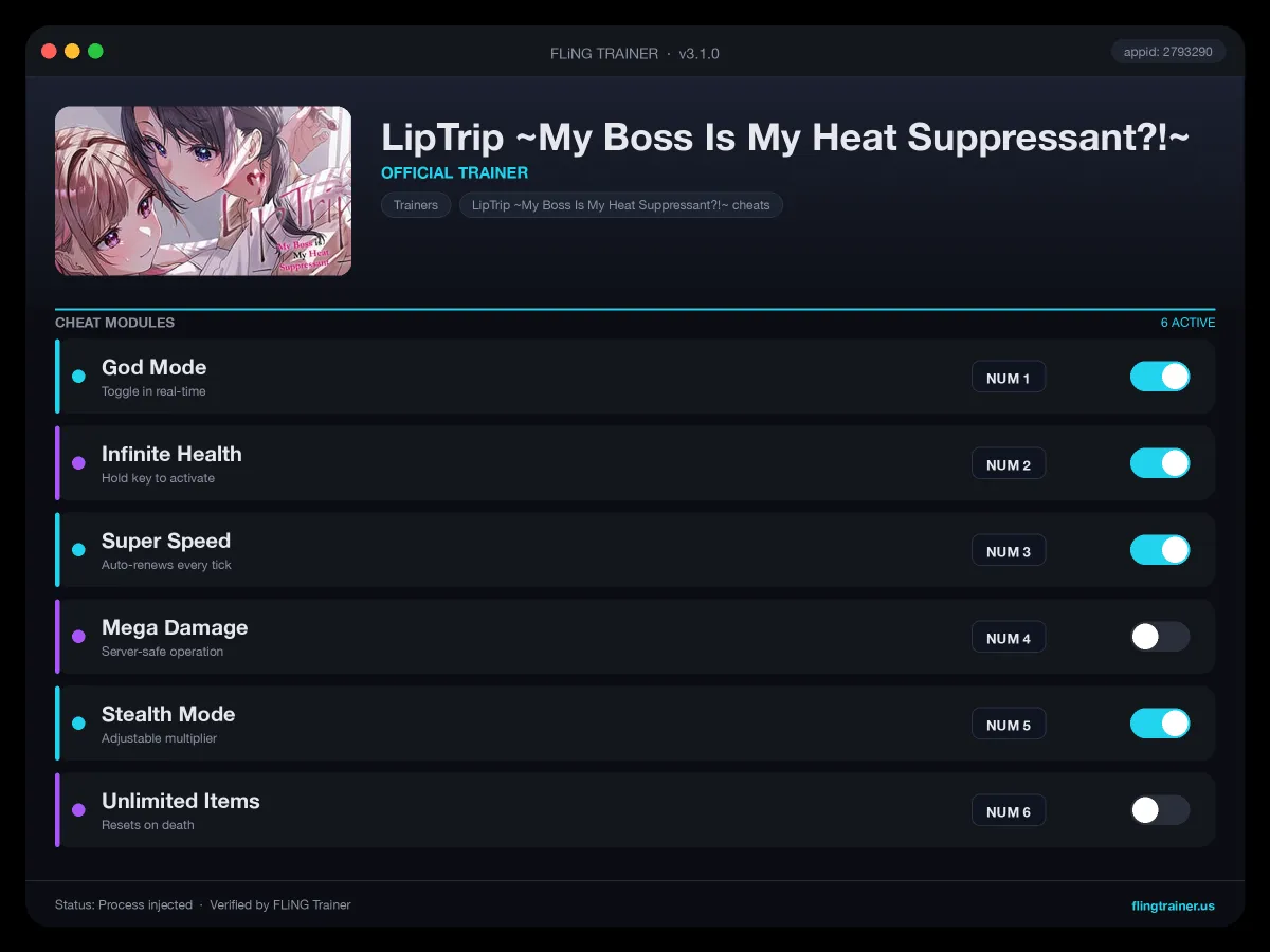 LipTrip ~My Boss Is My Heat Suppressant?!~ Trainer interface