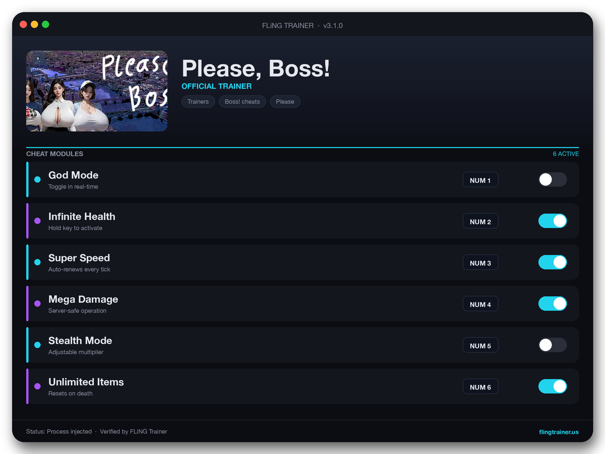 Please, Boss! Trainer interface