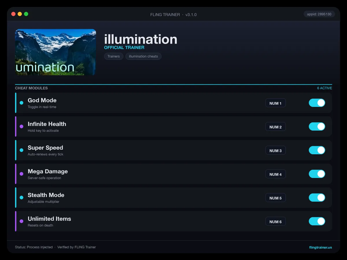 illumination Trainer interface