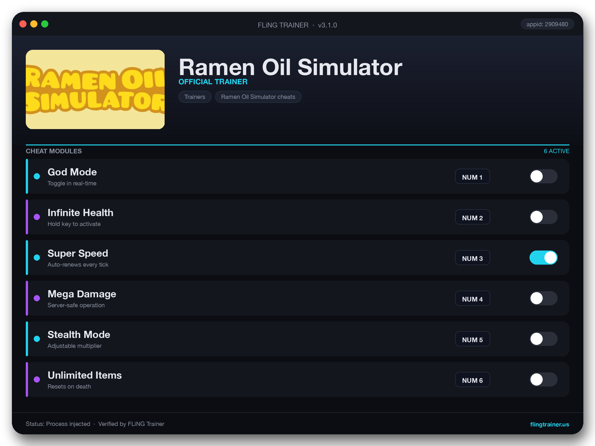 Ramen Oil Simulator Trainer interface