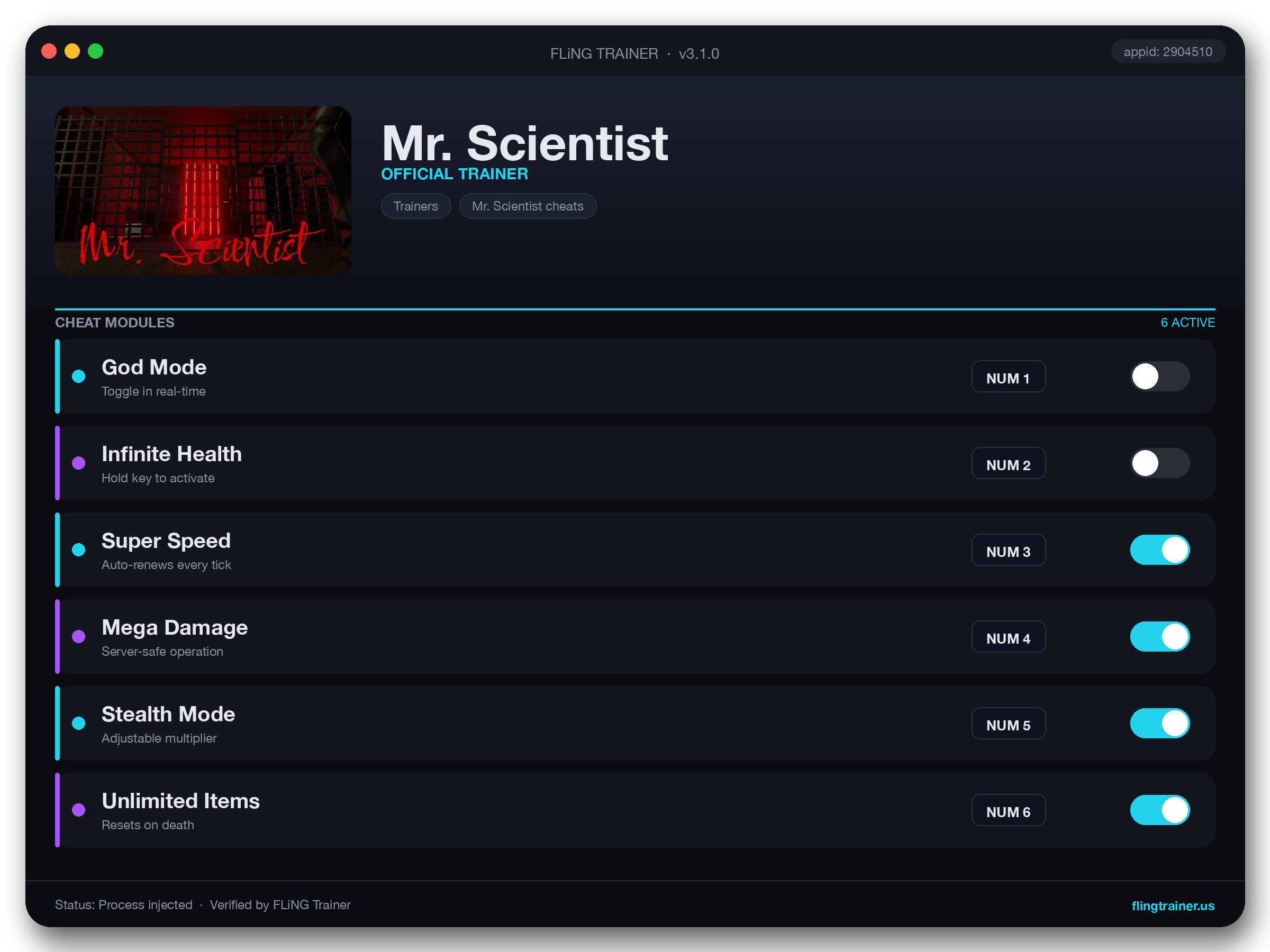 Mr. Scientist Trainer interface
