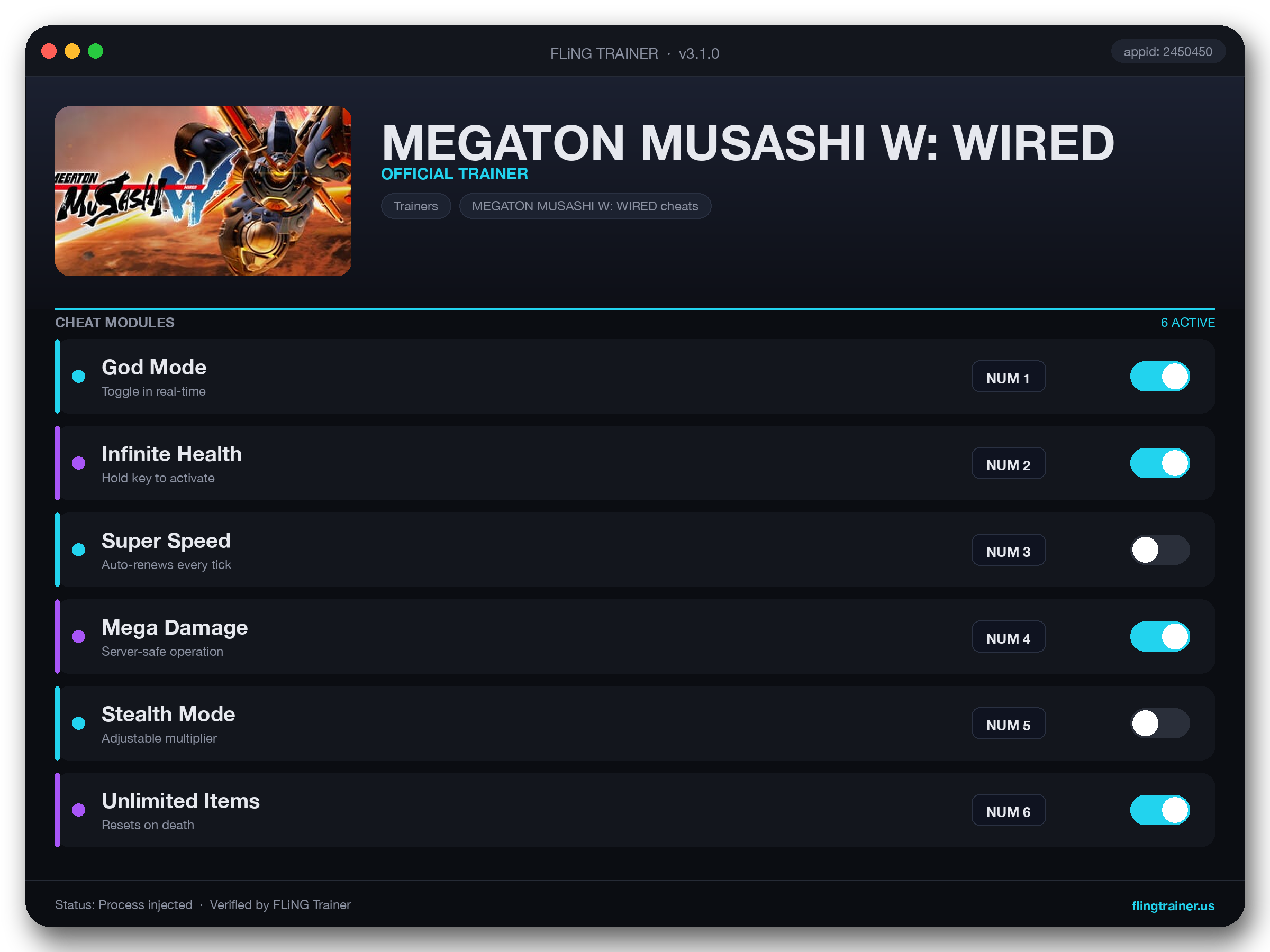 MEGATON MUSASHI W: WIRED Trainer interface