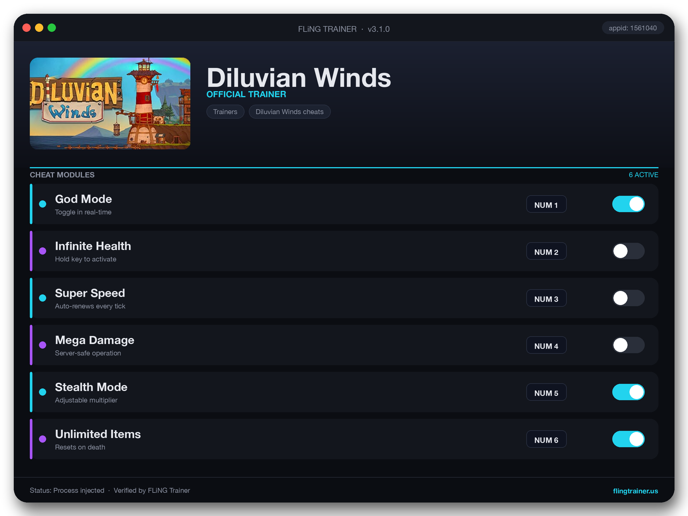 Diluvian Winds Trainer interface