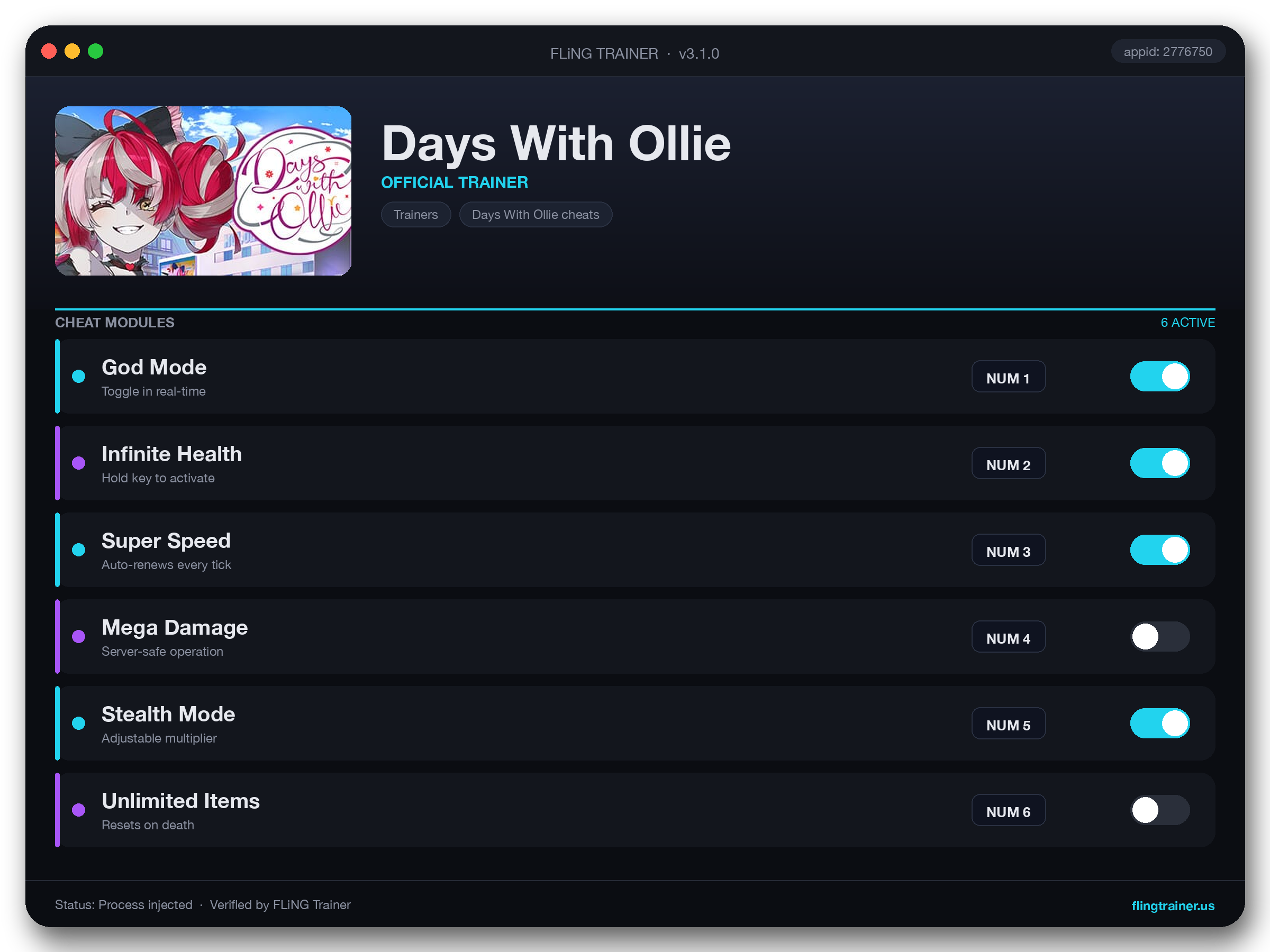 Days With Ollie Trainer interface