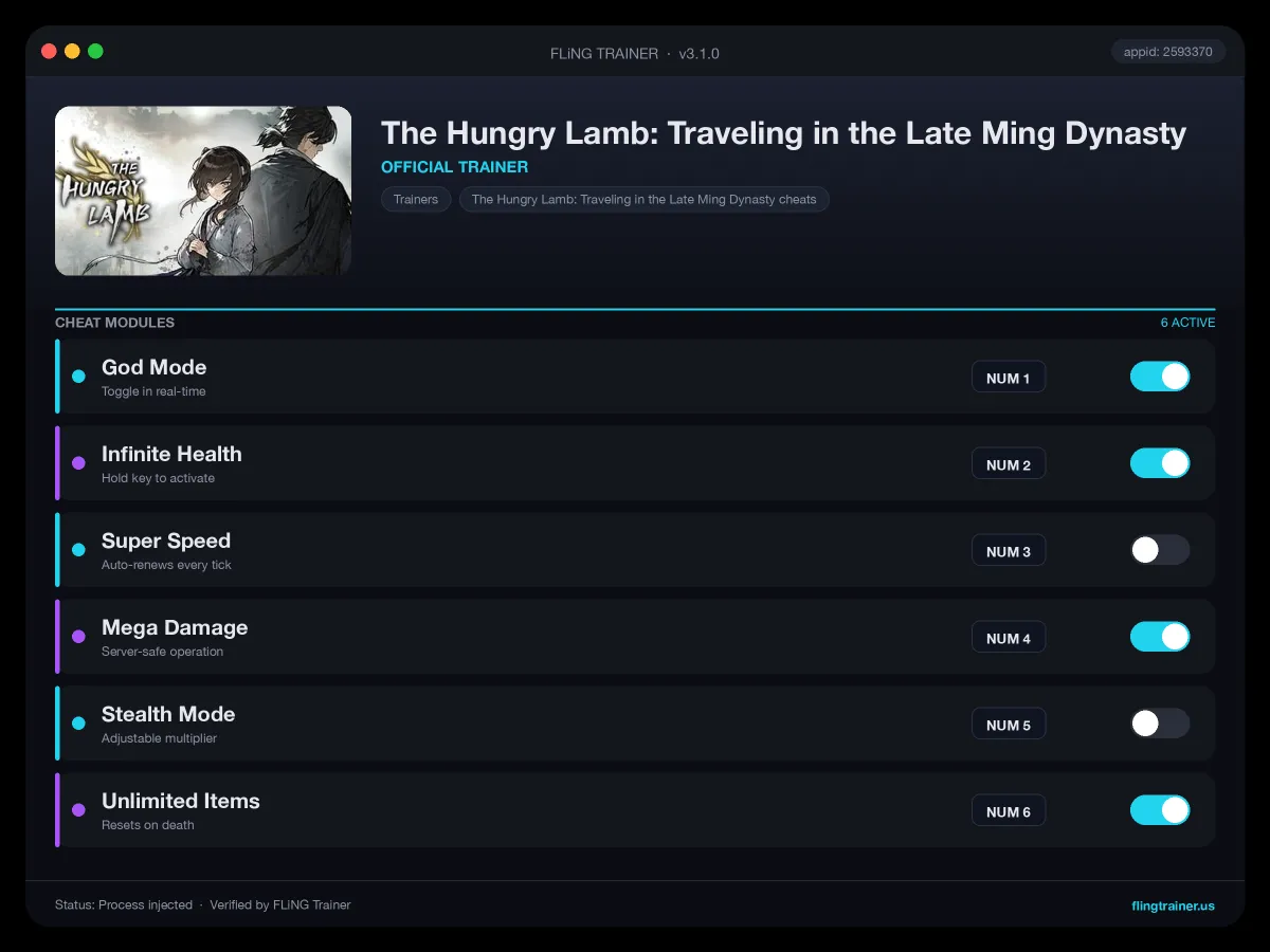 The Hungry Lamb: Traveling in the Late Ming Dynasty Trainer interface
