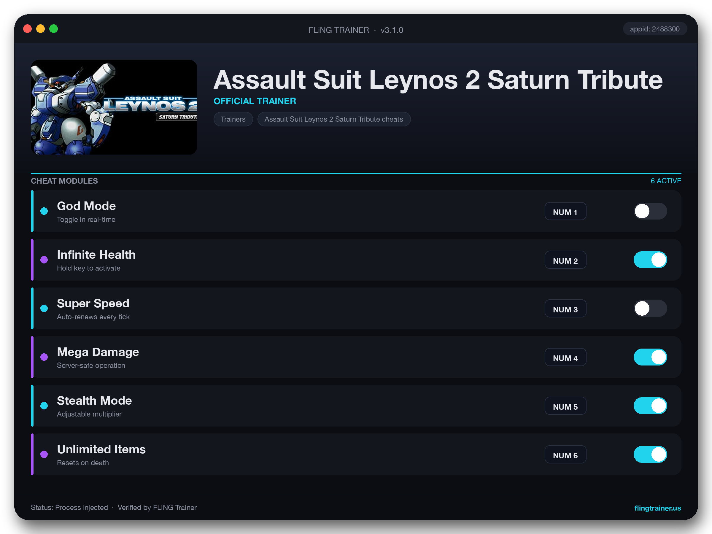 Assault Suit Leynos 2 Saturn Tribute Trainer interface
