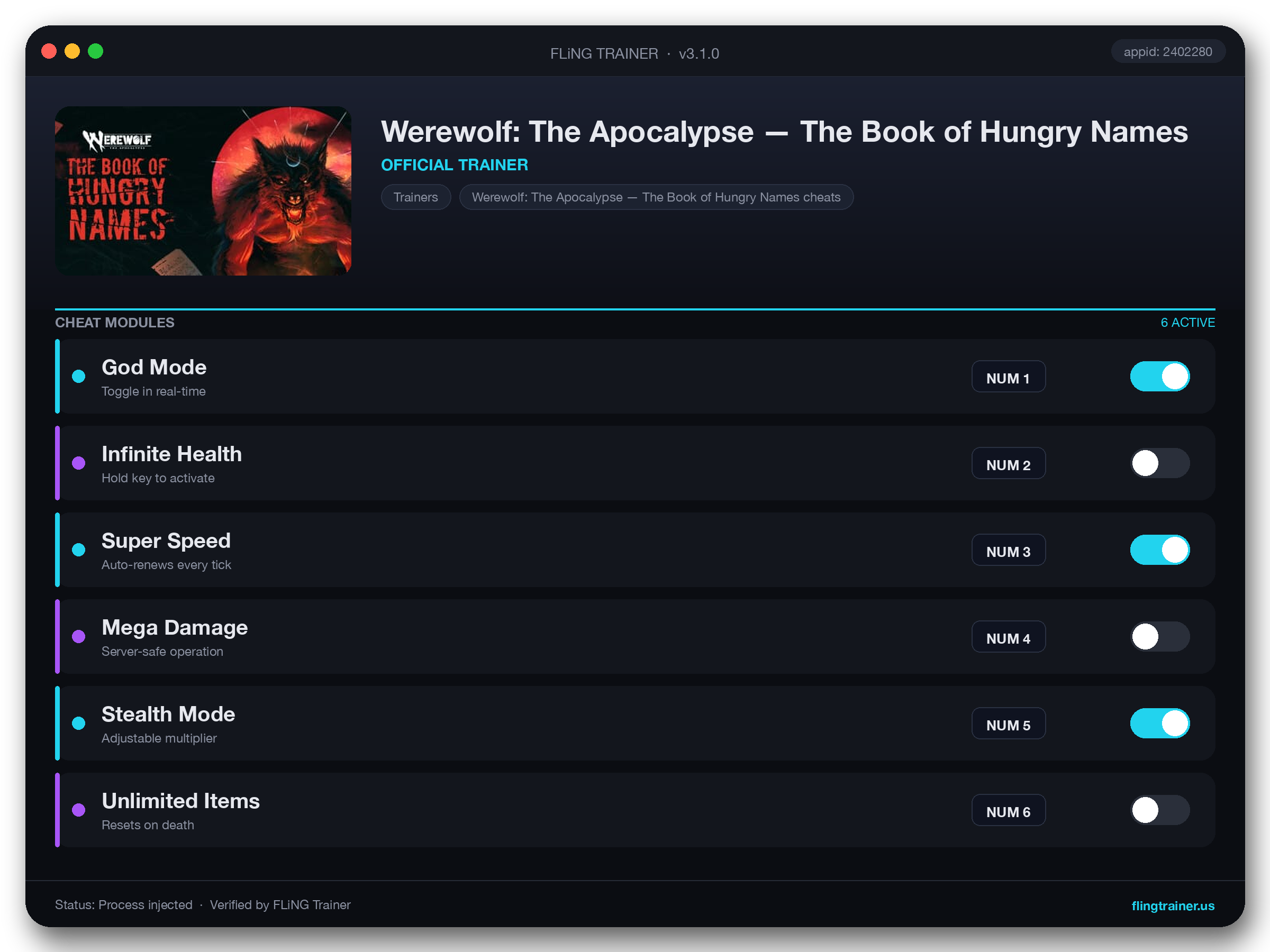 Werewolf: The Apocalypse — The Book of Hungry Names Trainer interface