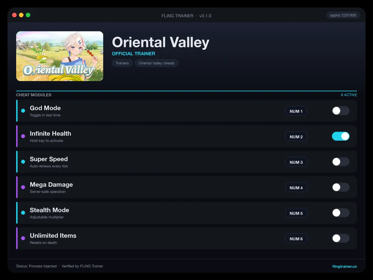 Oriental Valley Trainer interface