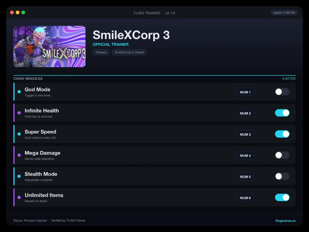 SmileXCorp 3 Trainer interface